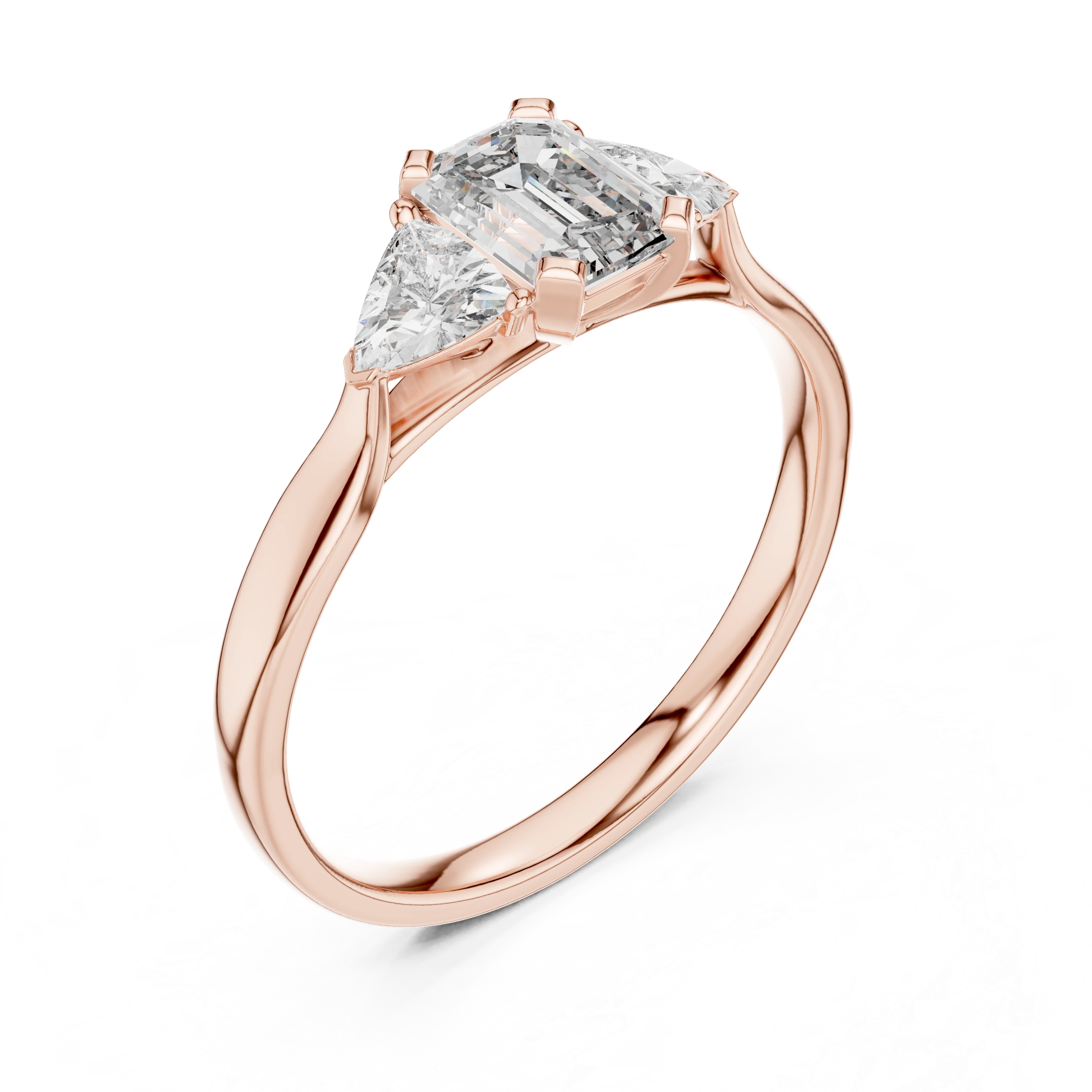 Elysian Trio Emerald Diamond Ring