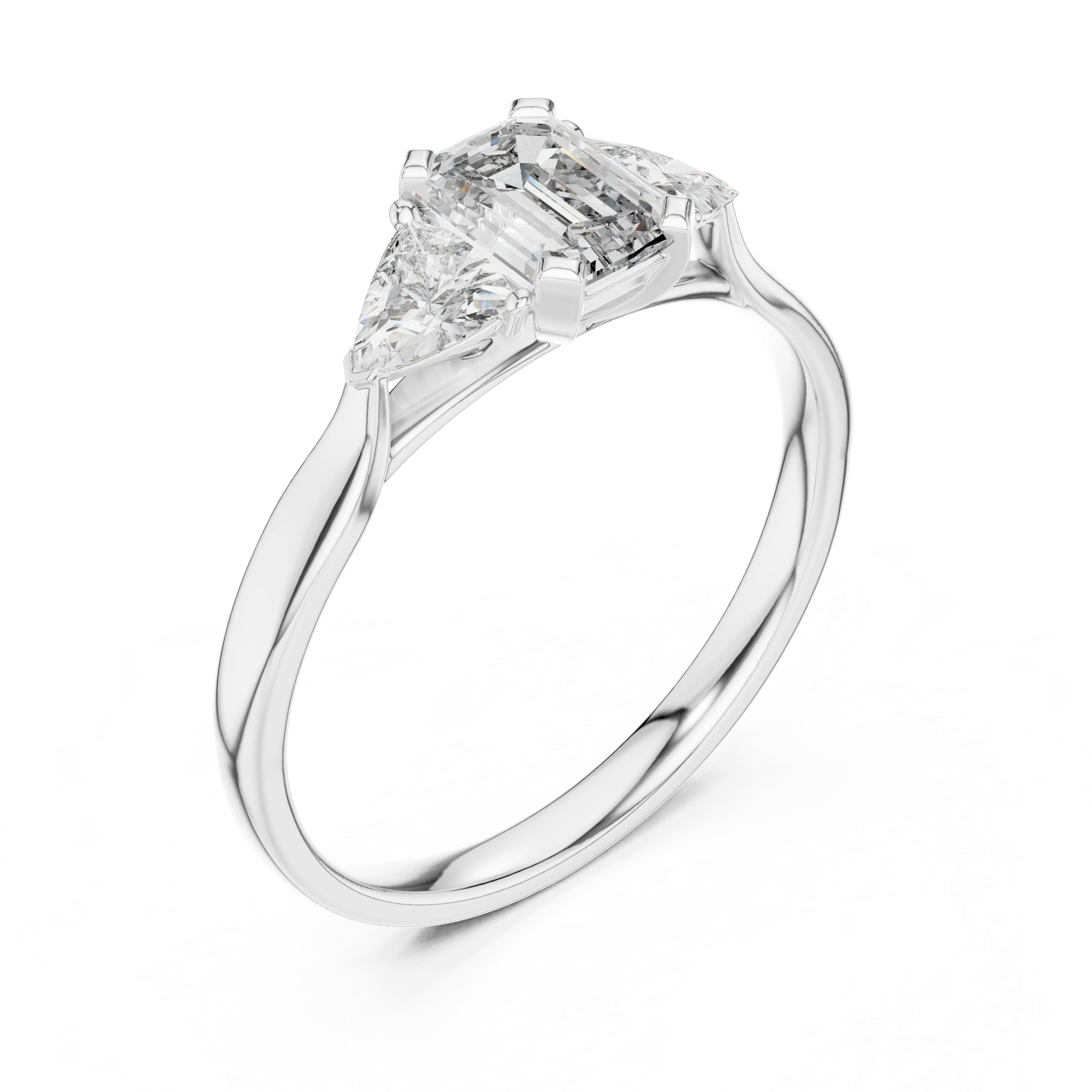 Elysian Trio Emerald Diamond Ring
