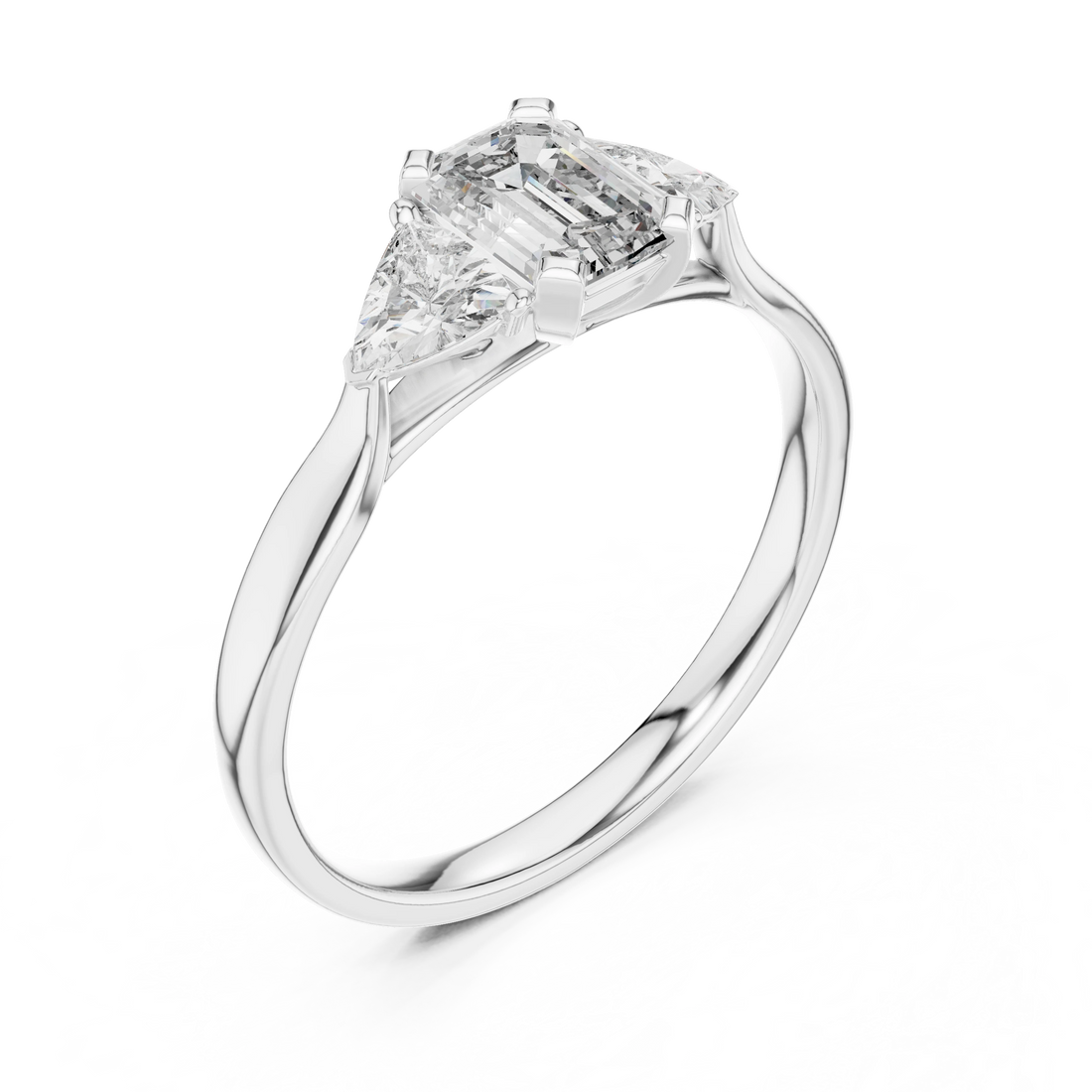 Elysian Trio Emerald Diamond Ring