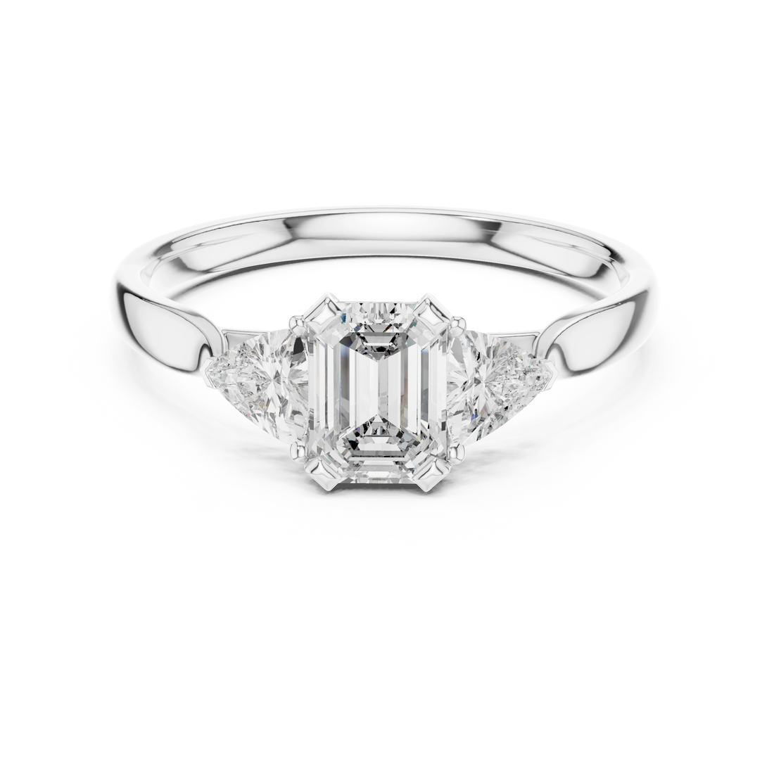 Elysian Trio Emerald Diamond Ring