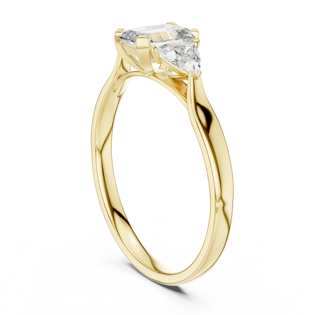 Elysian Trio Emerald Diamond Ring