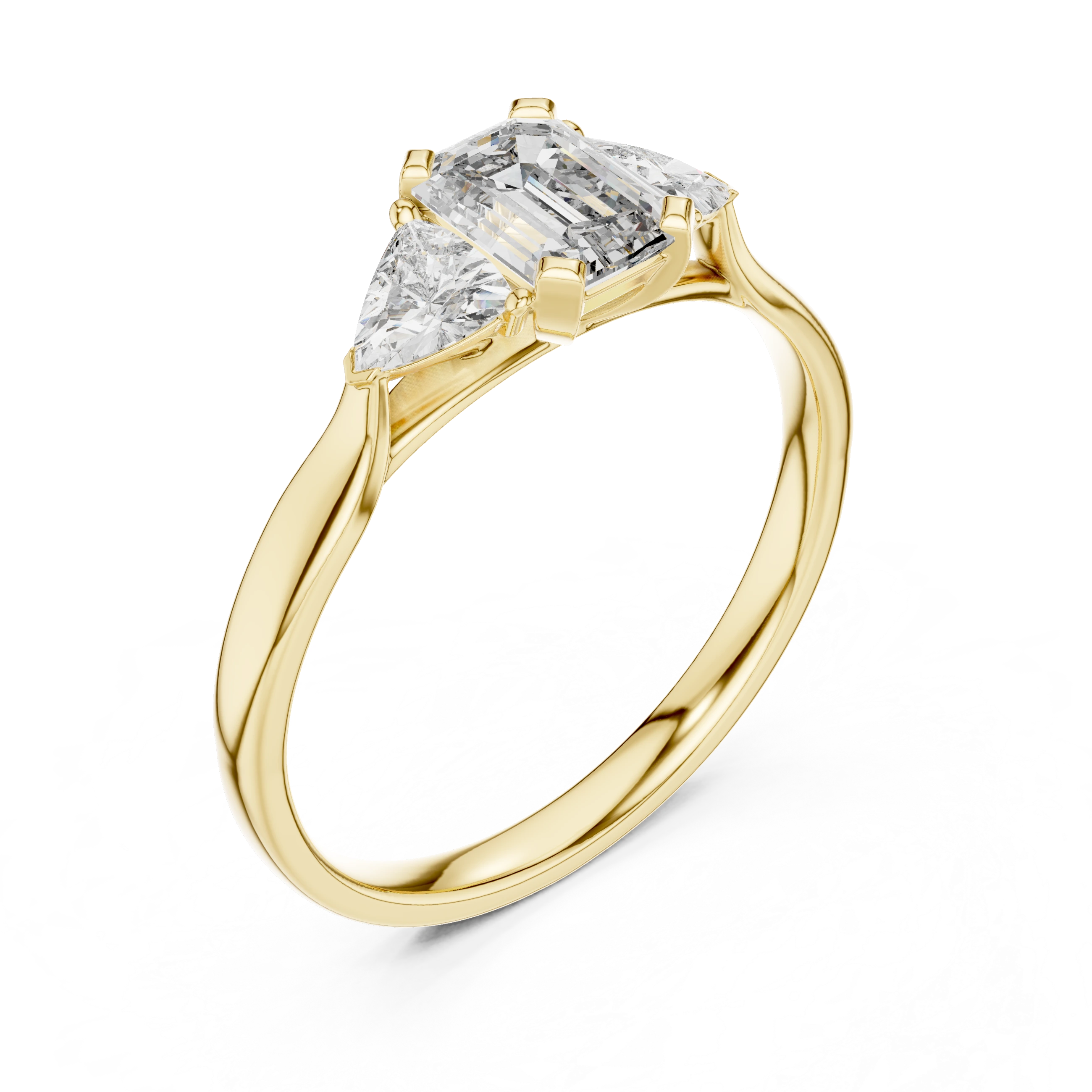 Elysian Trio Emerald Diamond Ring