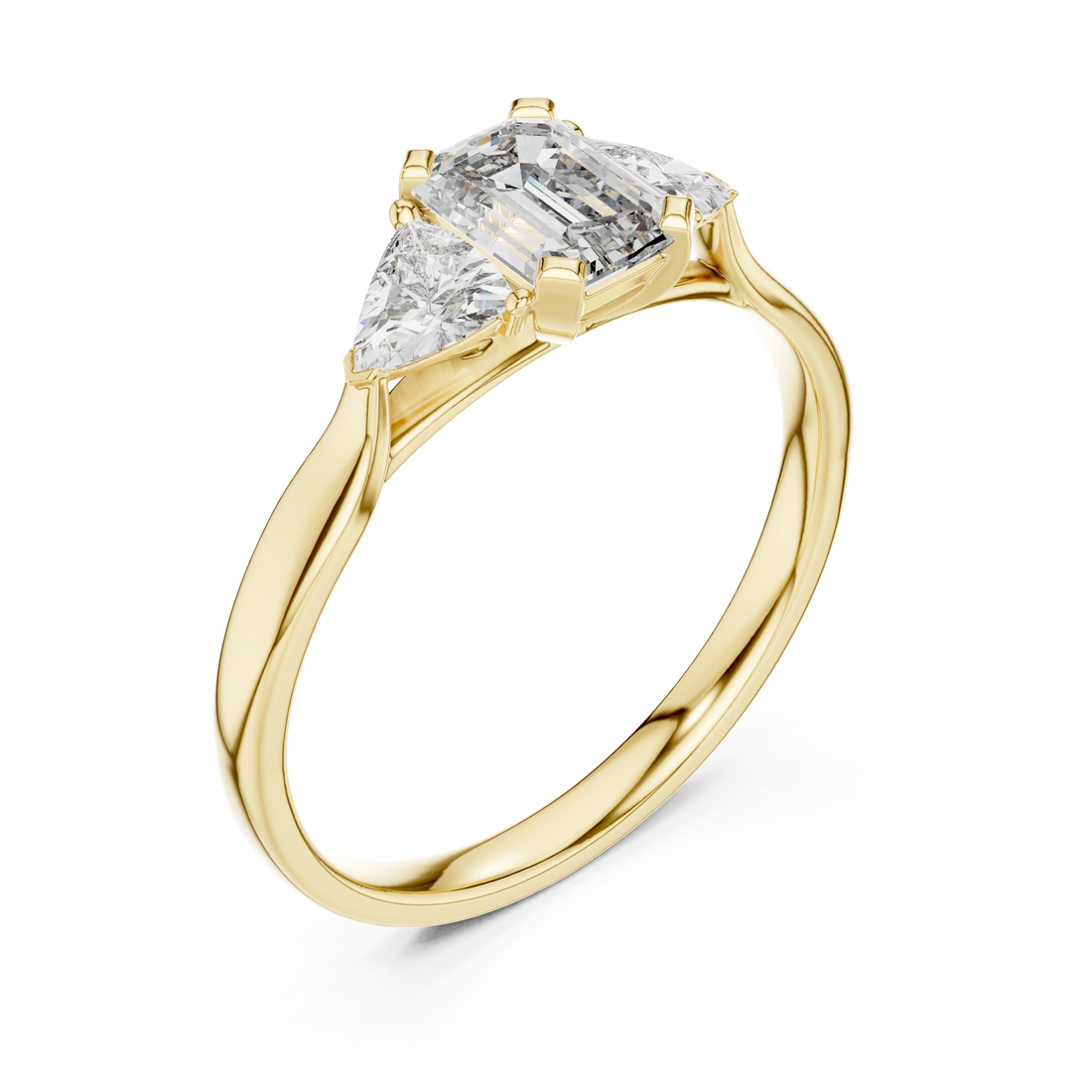 Elysian Trio Emerald Diamond Ring