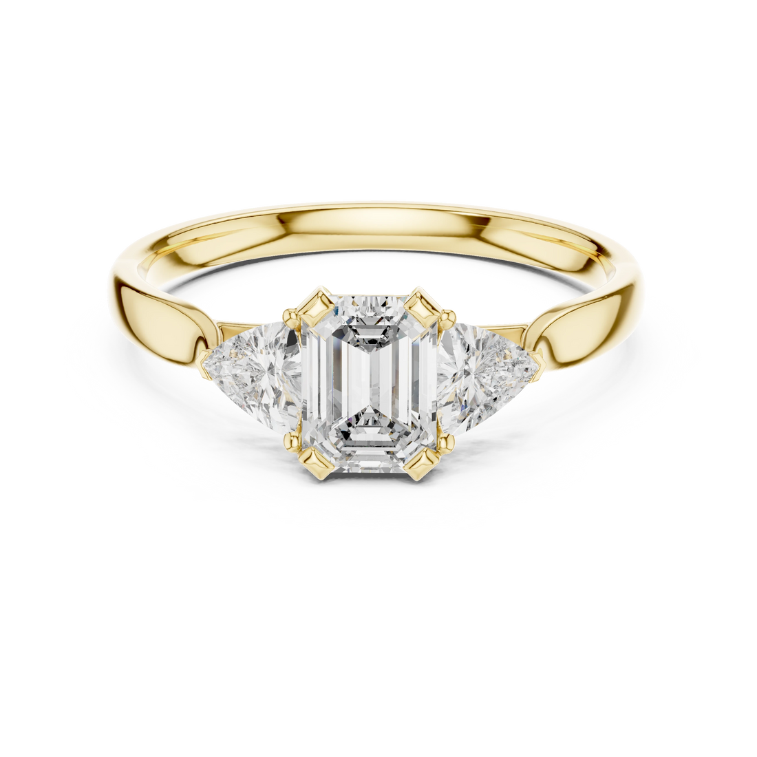 Elysian Trio Emerald Diamond Ring
