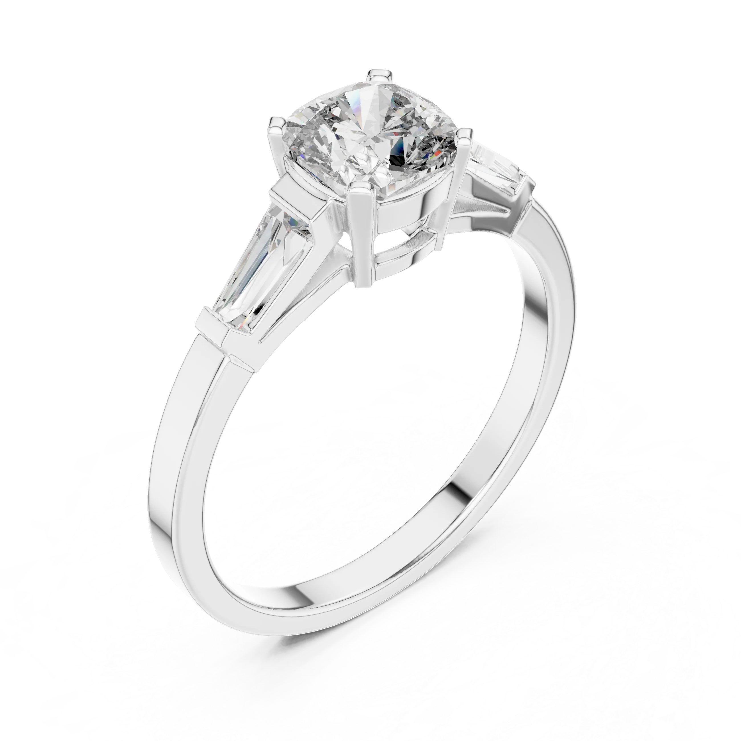 Three Stone Cushion Diamond Ring