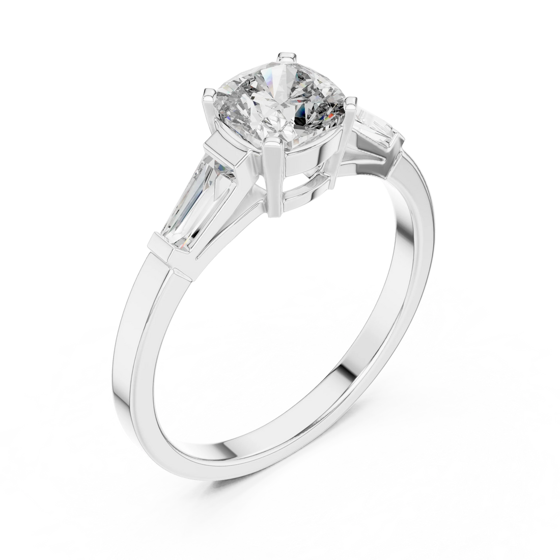 Three Stone Cushion Diamond Ring