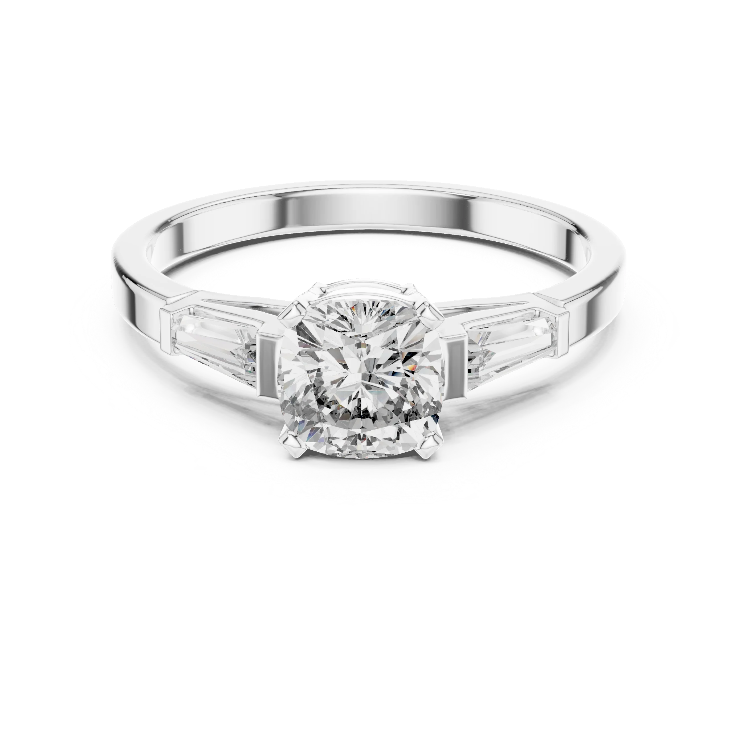 Three Stone Cushion Diamond Ring