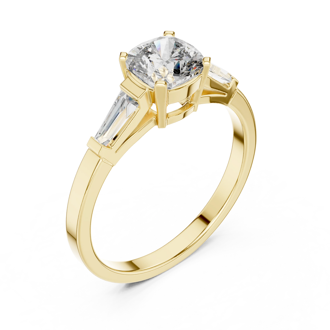 Three Stone Cushion Diamond Ring