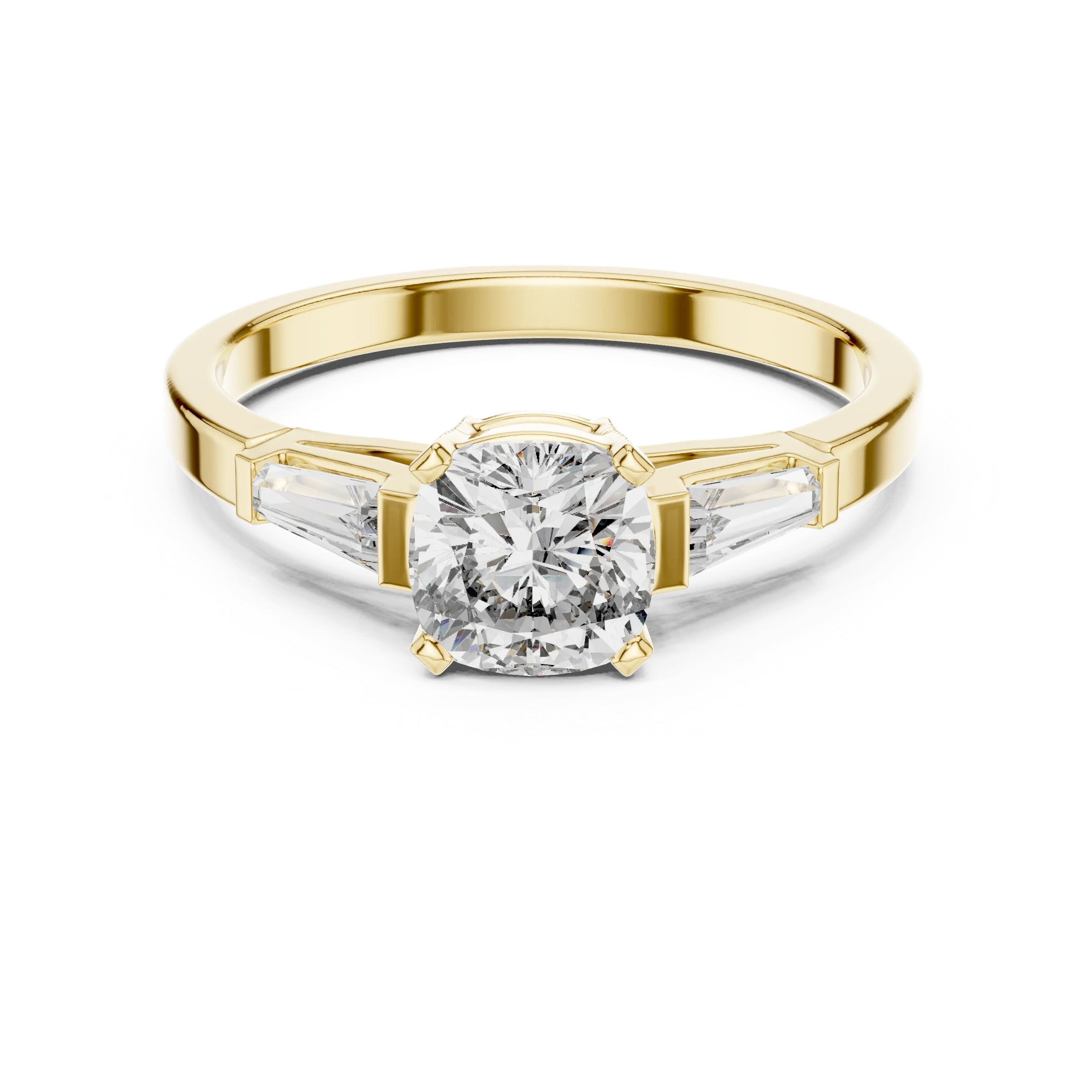 Three Stone Cushion Diamond Ring