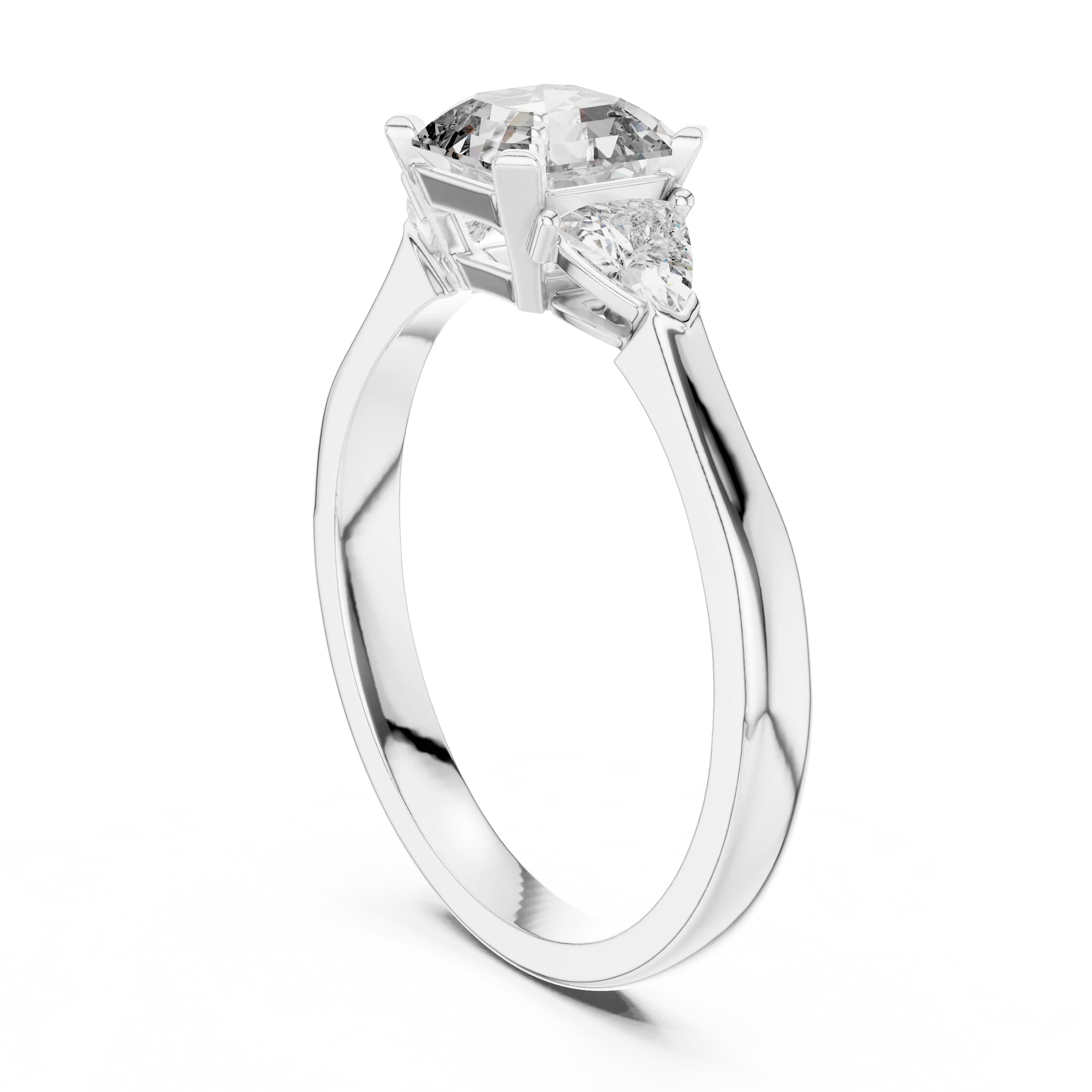 Three Stone Emerald Square Diamond Ring