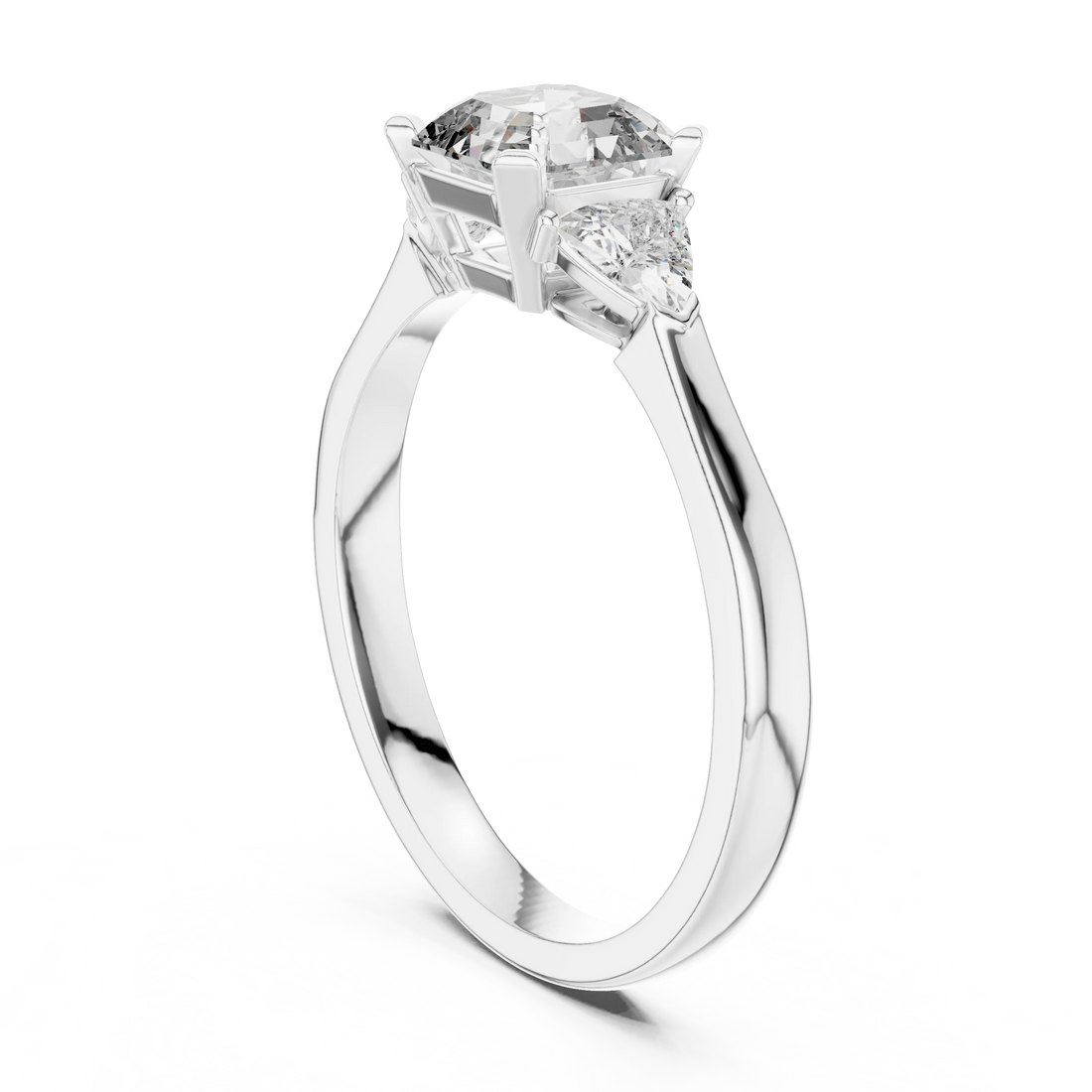 Three Stone Emerald Square Diamond Ring