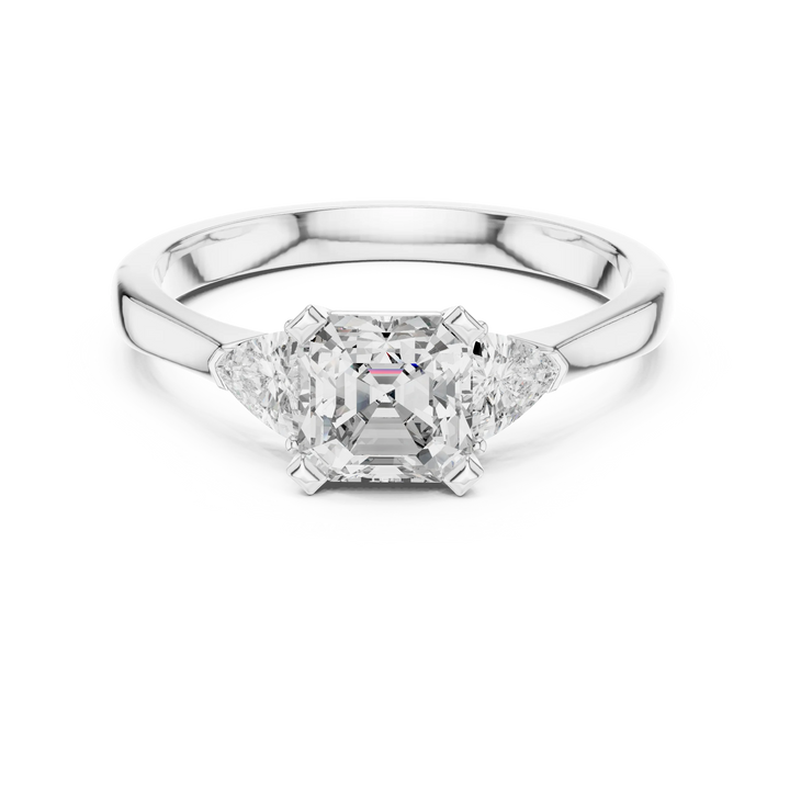 Three Stone Asscher Square Diamond Ring