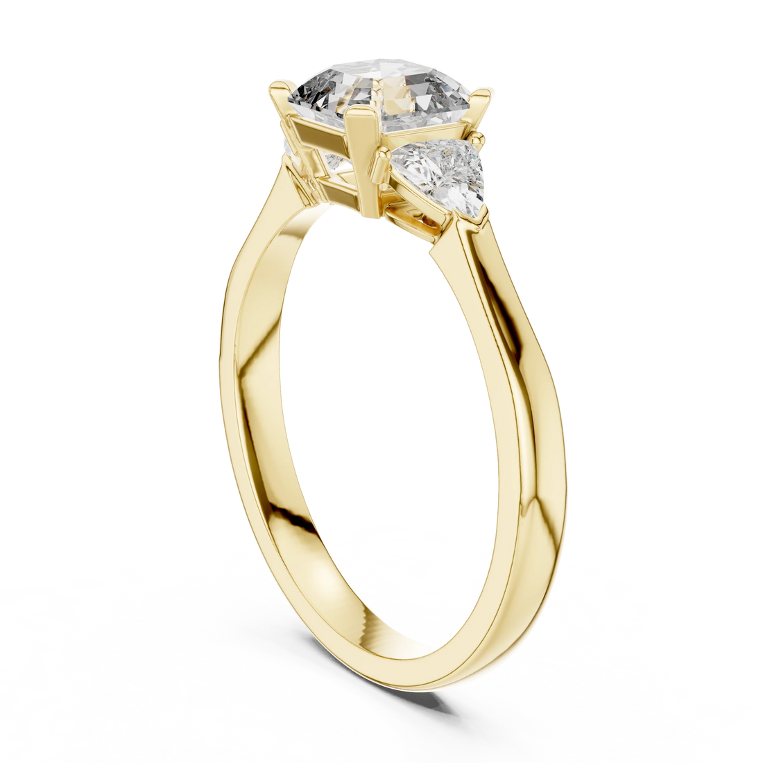Three Stone Emerald Square Diamond Ring