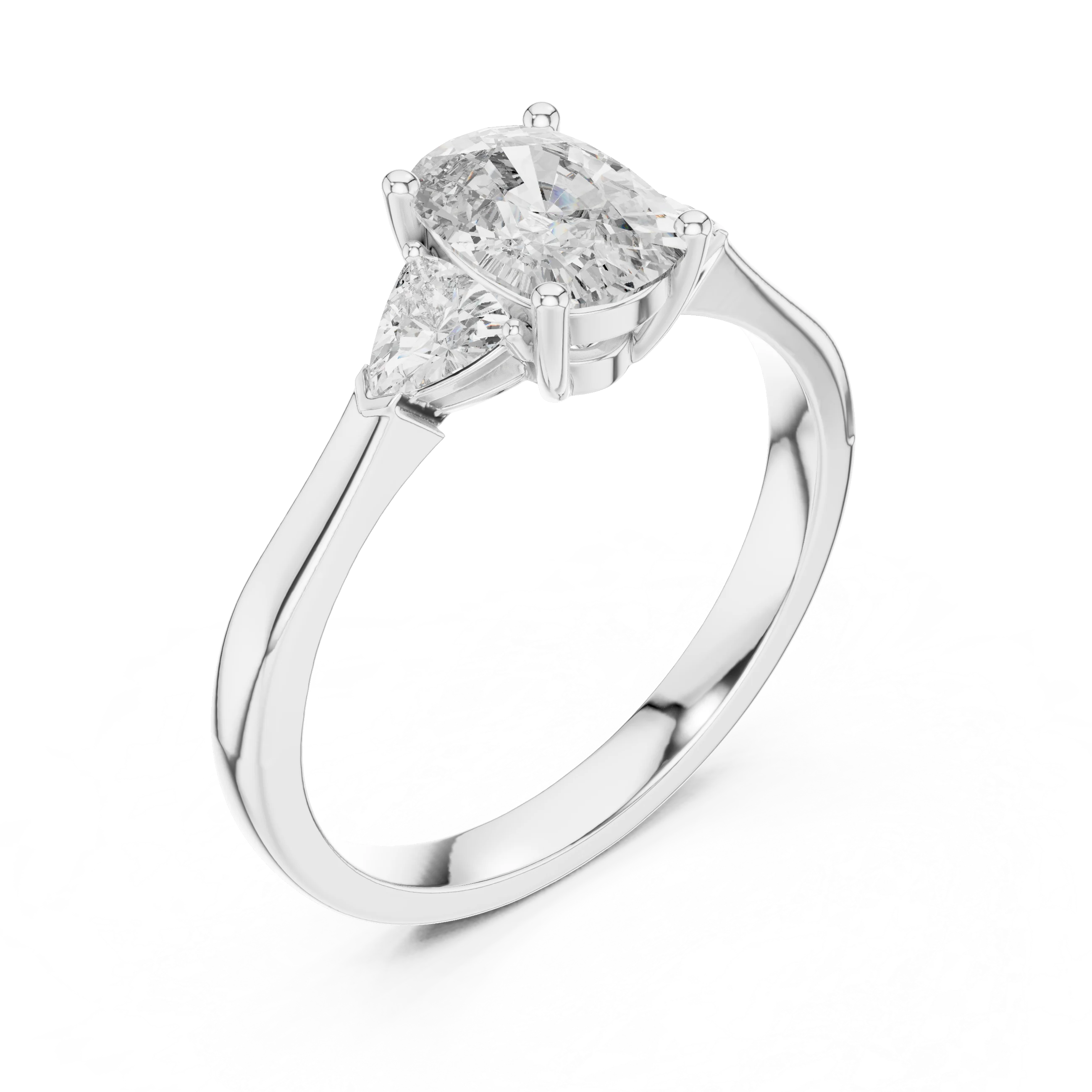 Trillion Cushion Diamond Engagement Ring