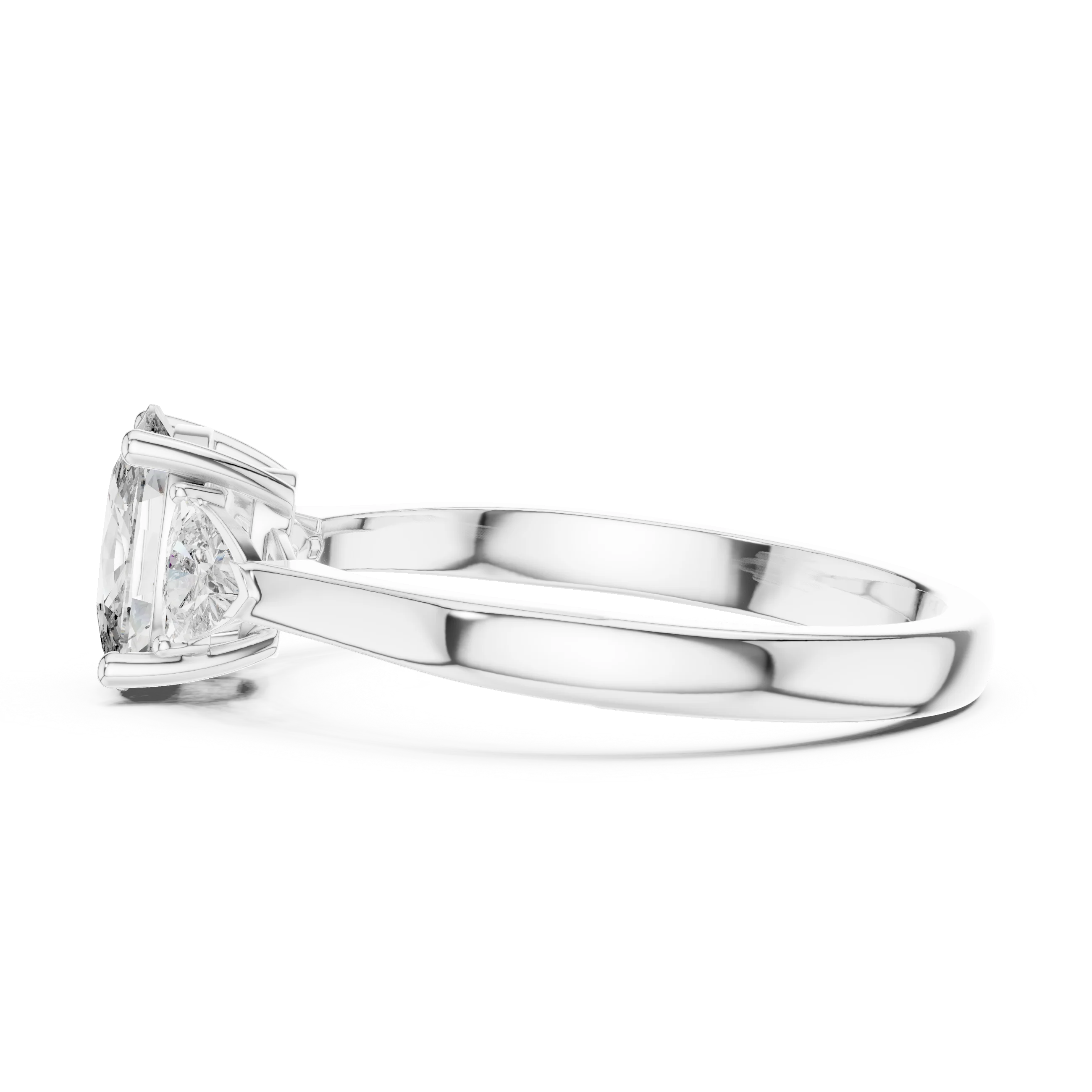 Trillion Cushion Diamond Engagement Ring