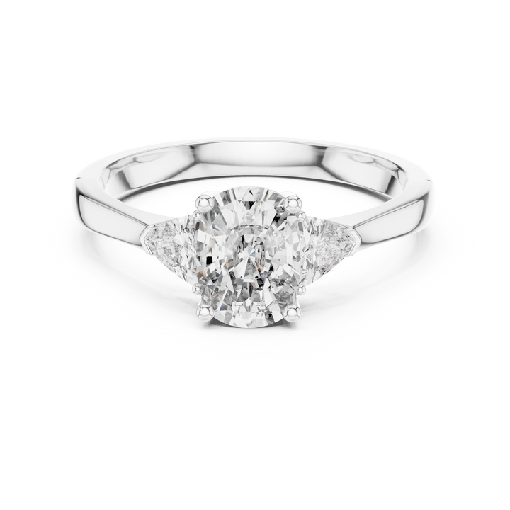 Trillion Cushion Diamond Engagement Ring