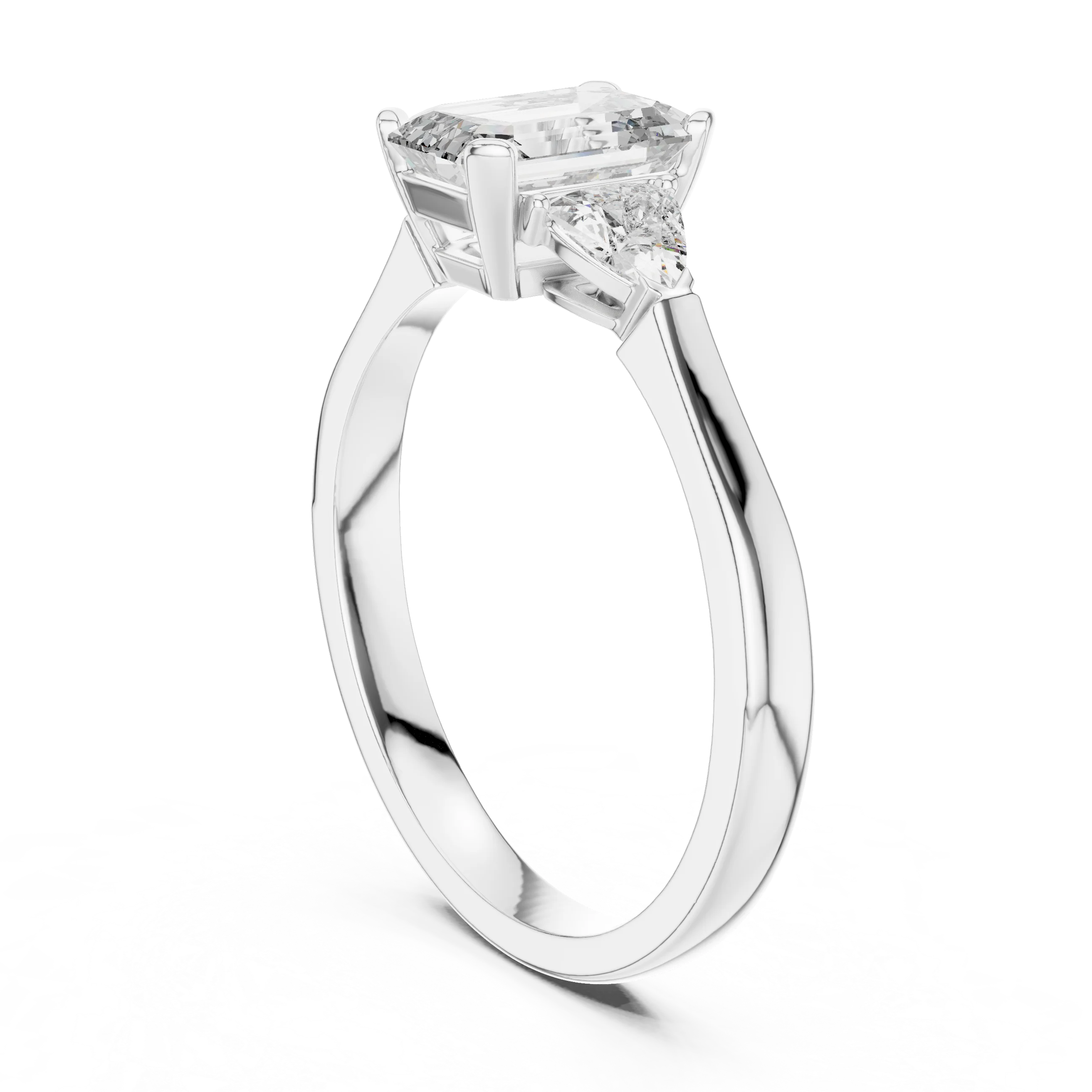 Trillion Emerald Diamond Engagement Ring