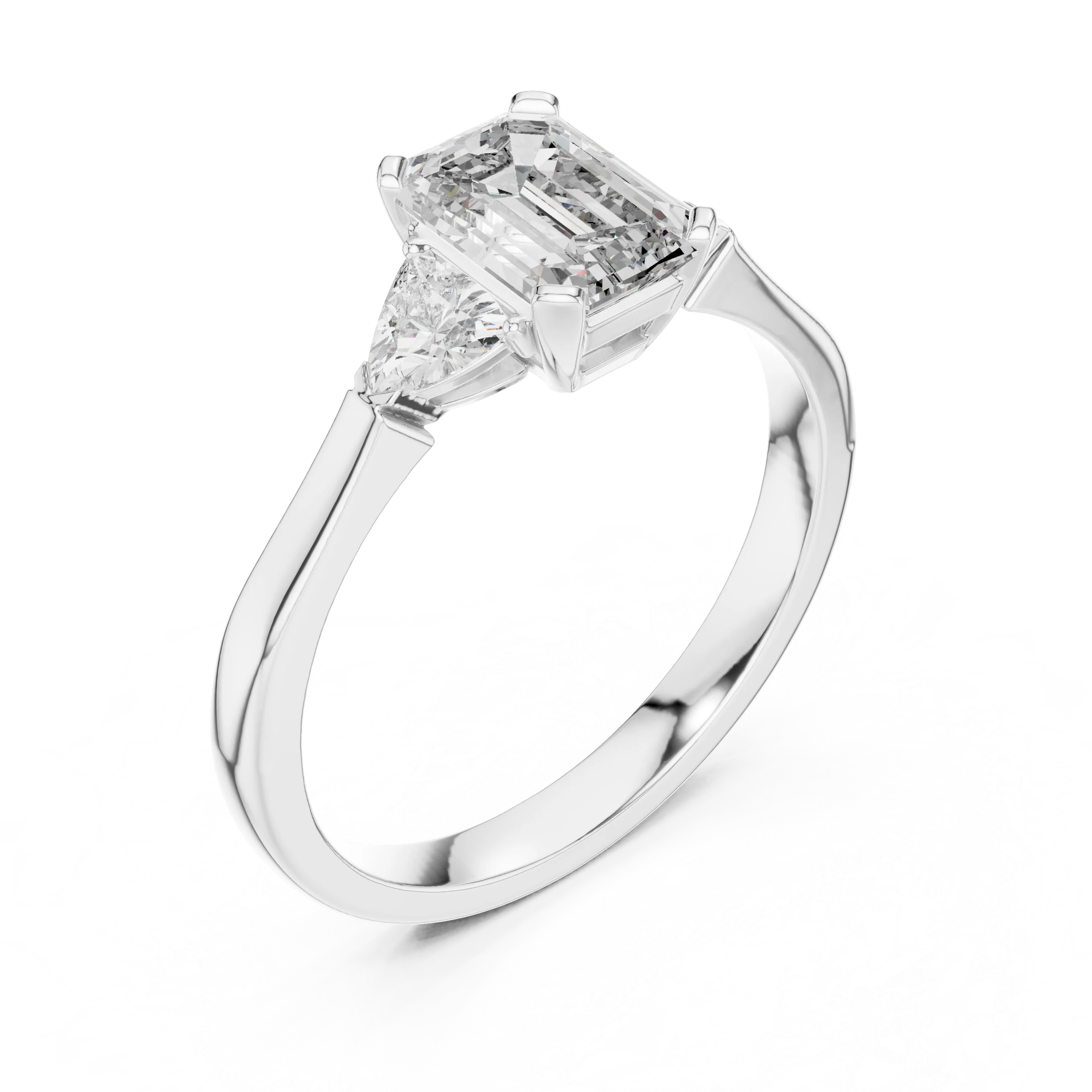 Trillion Emerald Diamond Engagement Ring