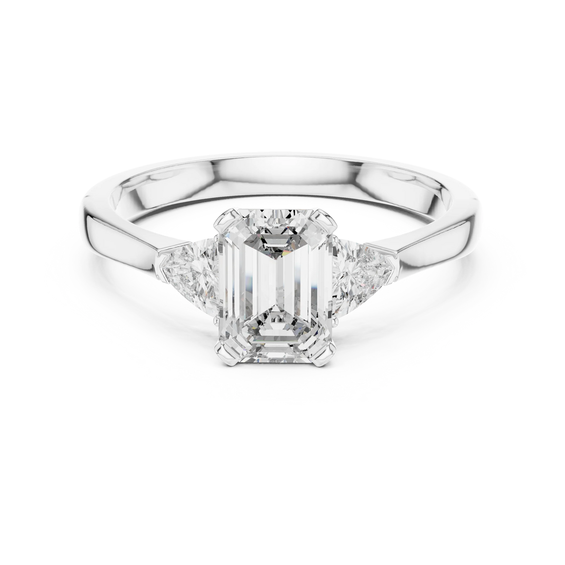 Trillion Emerald Diamond Engagement Ring