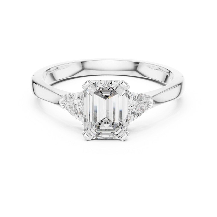 Trillion Emerald Diamond Engagement Ring