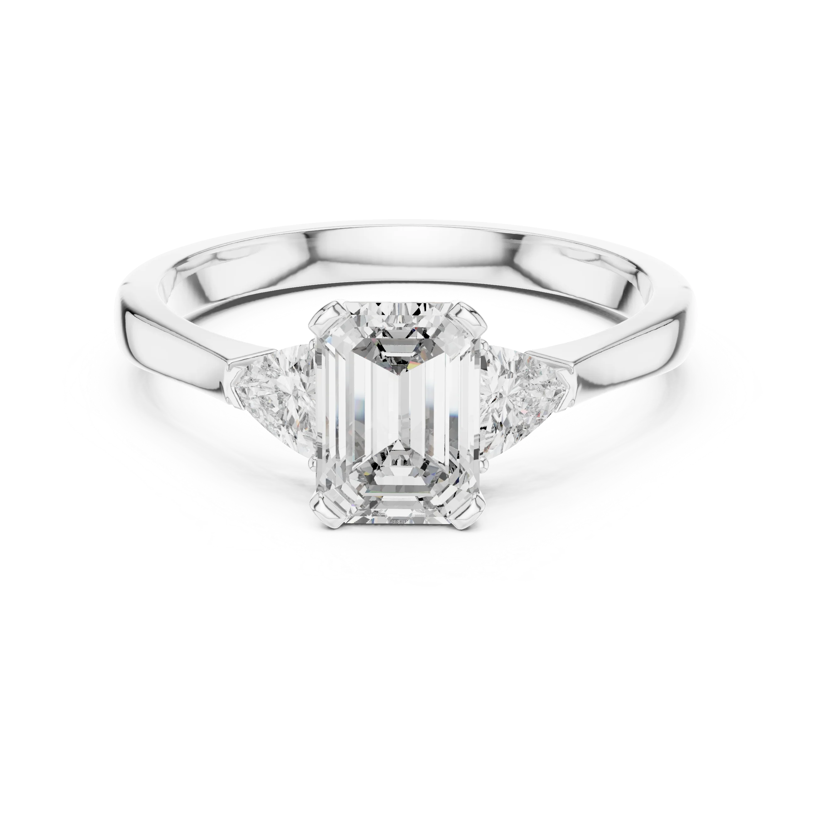 Trillion Emerald Diamond Engagement Ring