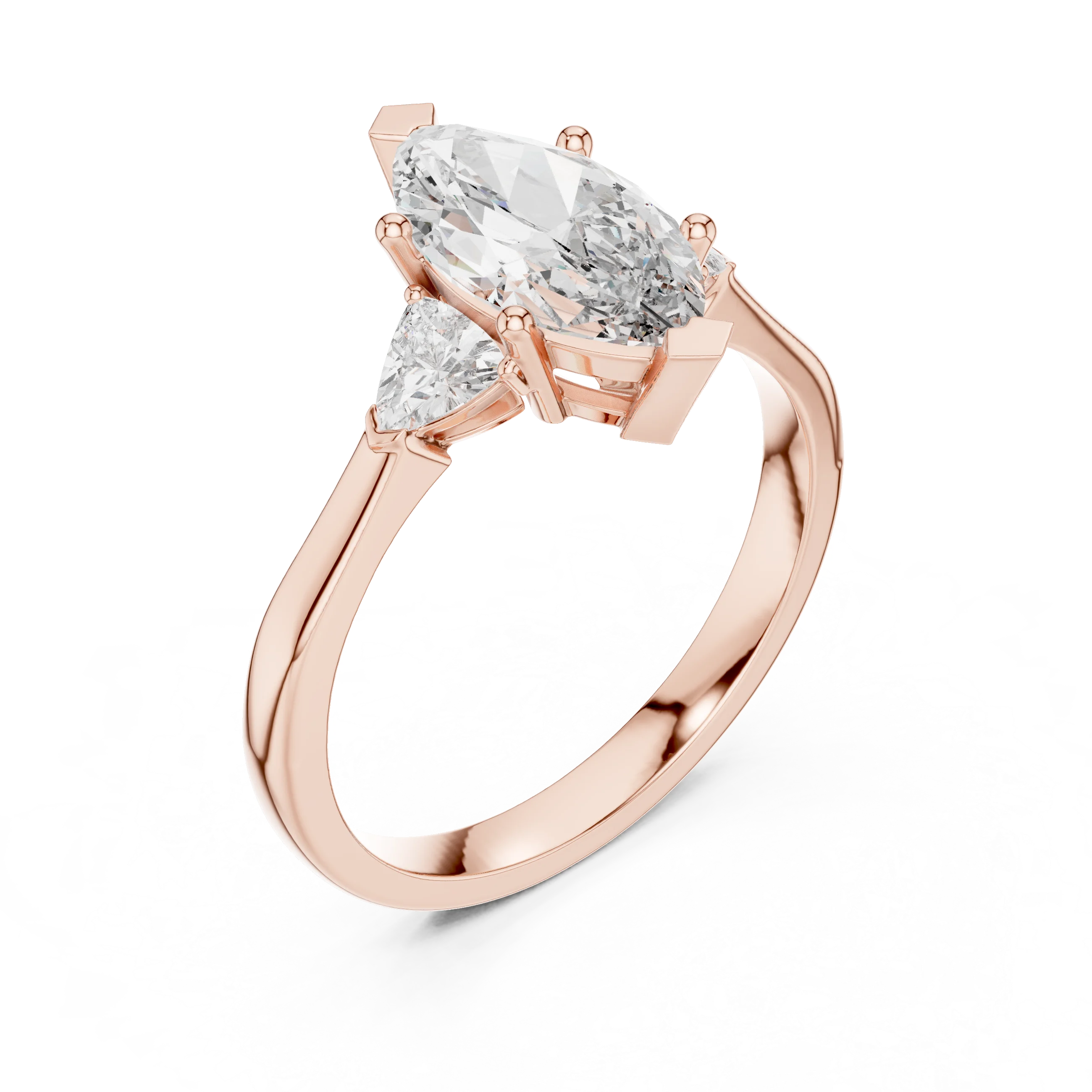 Three Stone Marquise Diamond Engagement Ring