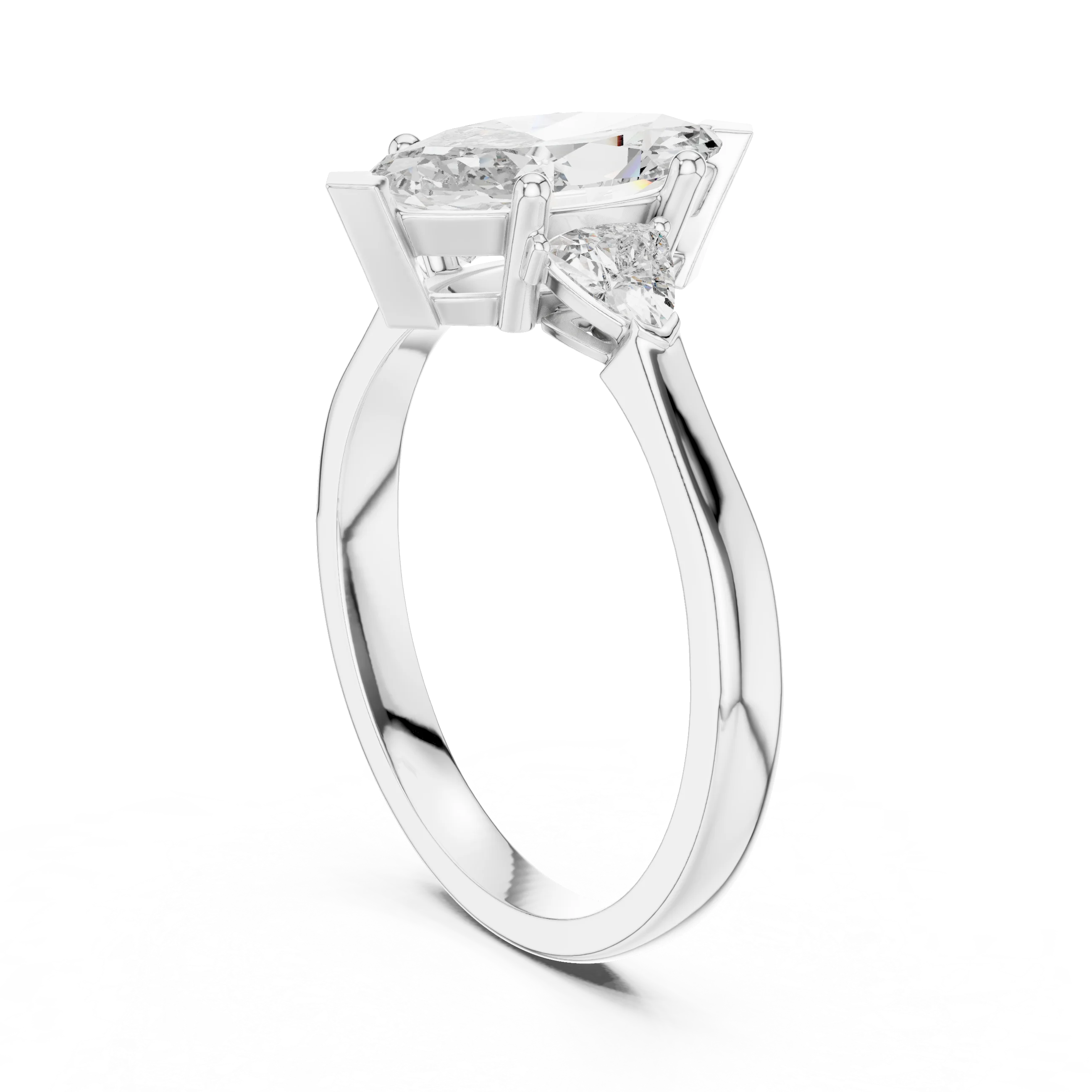 Three Stone Marquise Diamond Engagement Ring
