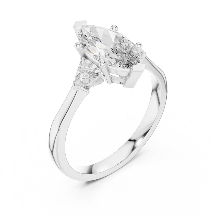 Three Stone Marquise Diamond Engagement Ring