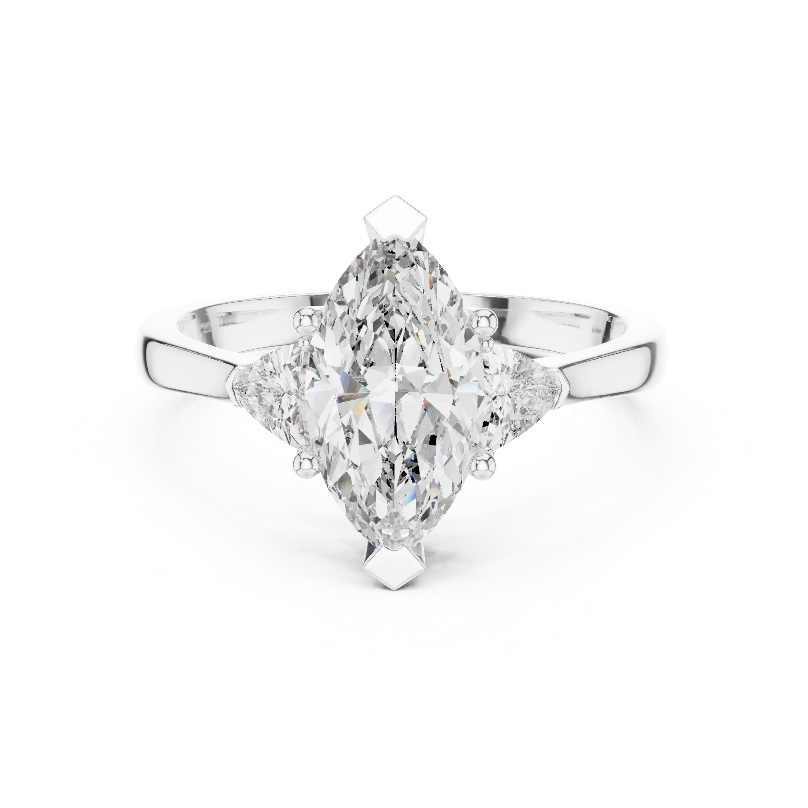 Three Stone Marquise Diamond Engagement Ring