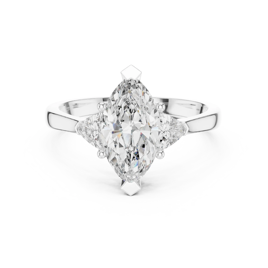 Three Stone Marquise Diamond Engagement Ring