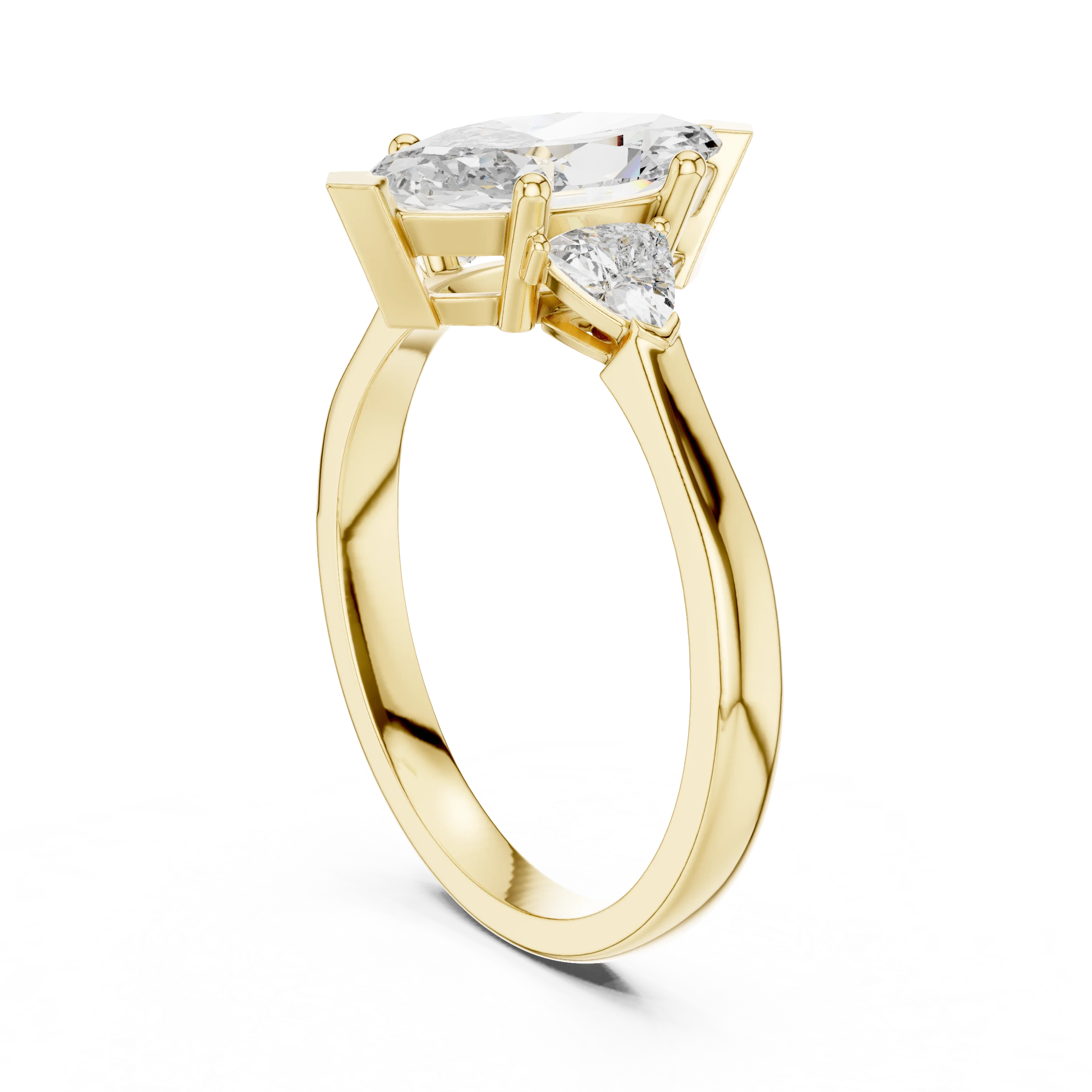 Three Stone Marquise Diamond Engagement Ring