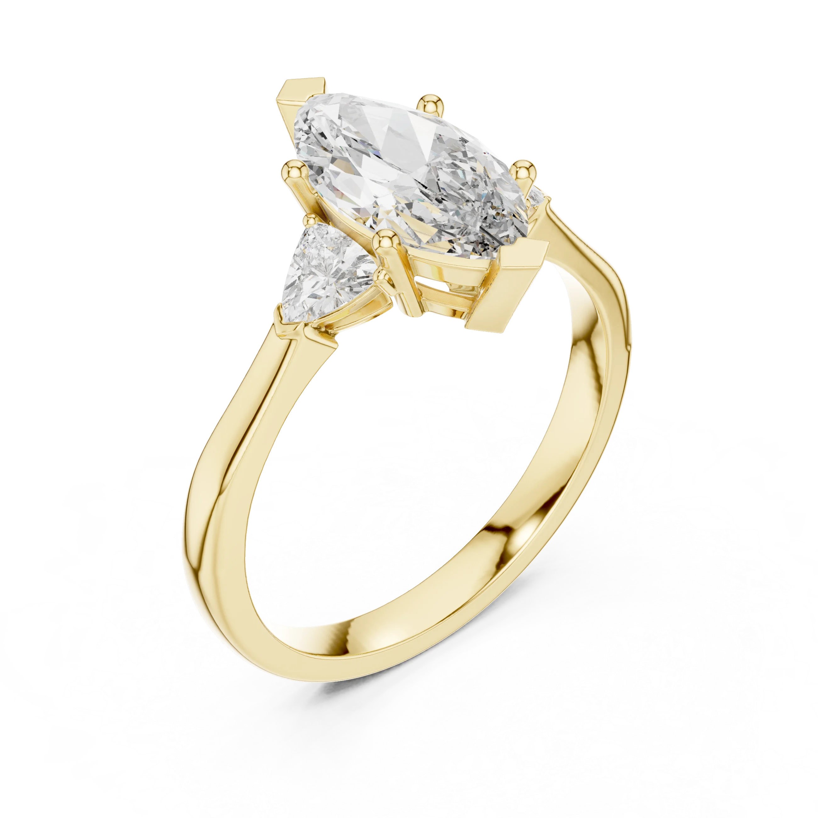 Three Stone Marquise Diamond Engagement Ring