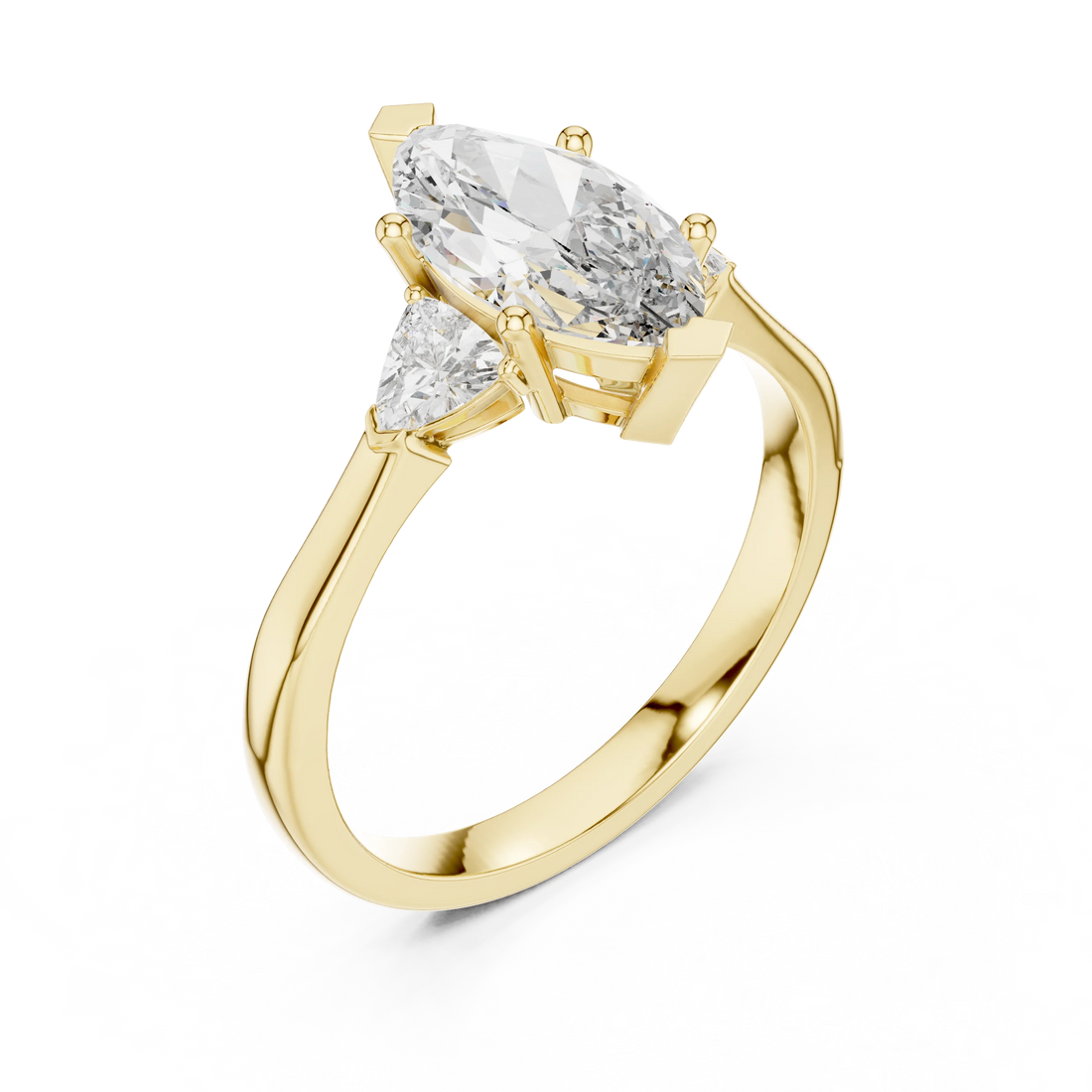 Three Stone Marquise Diamond Engagement Ring
