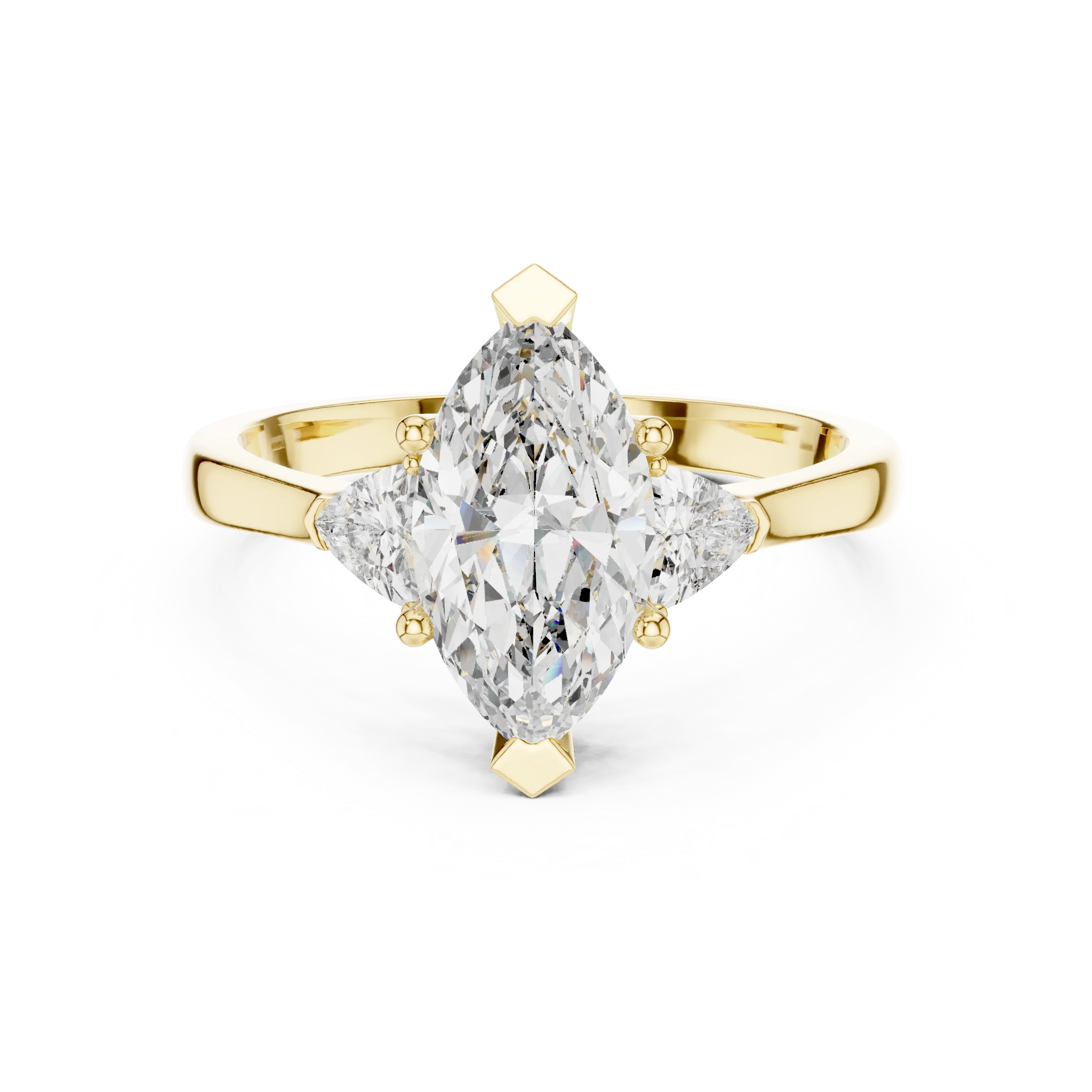 Three Stone Marquise Diamond Engagement Ring