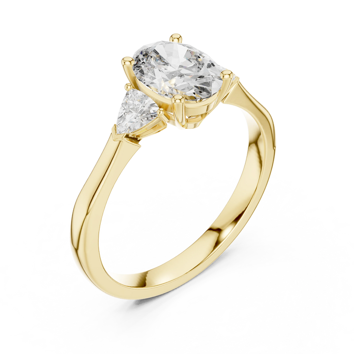 Trillion Side Stone Oval Diamond Engagement Ring