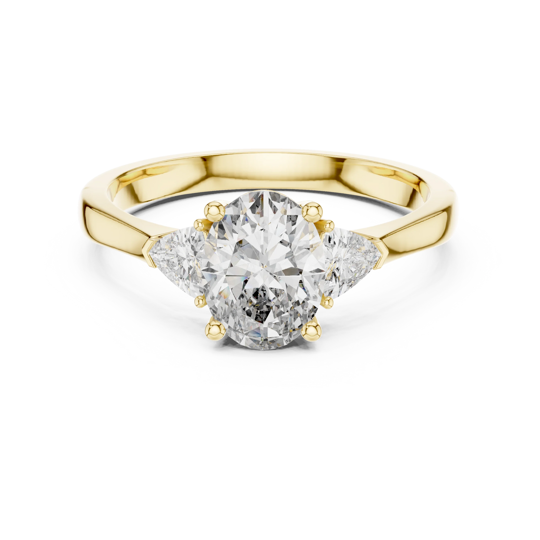 Trillion Side Stone Oval Diamond Engagement Ring