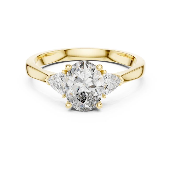 Trillion Side Stone Oval Diamond Engagement Ring