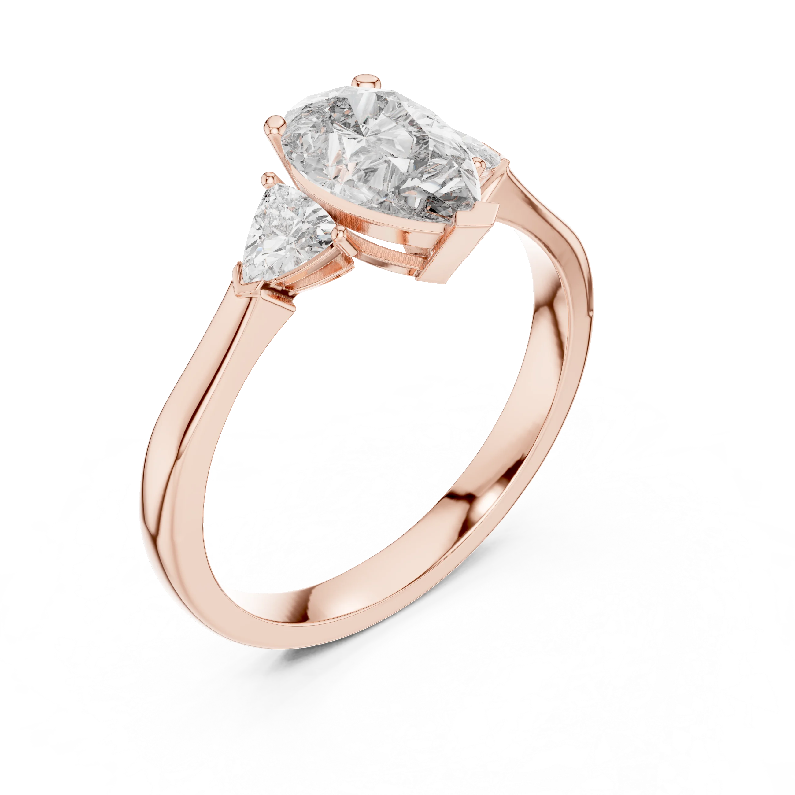 Pear Three Stone Diamond Engagement Ring
