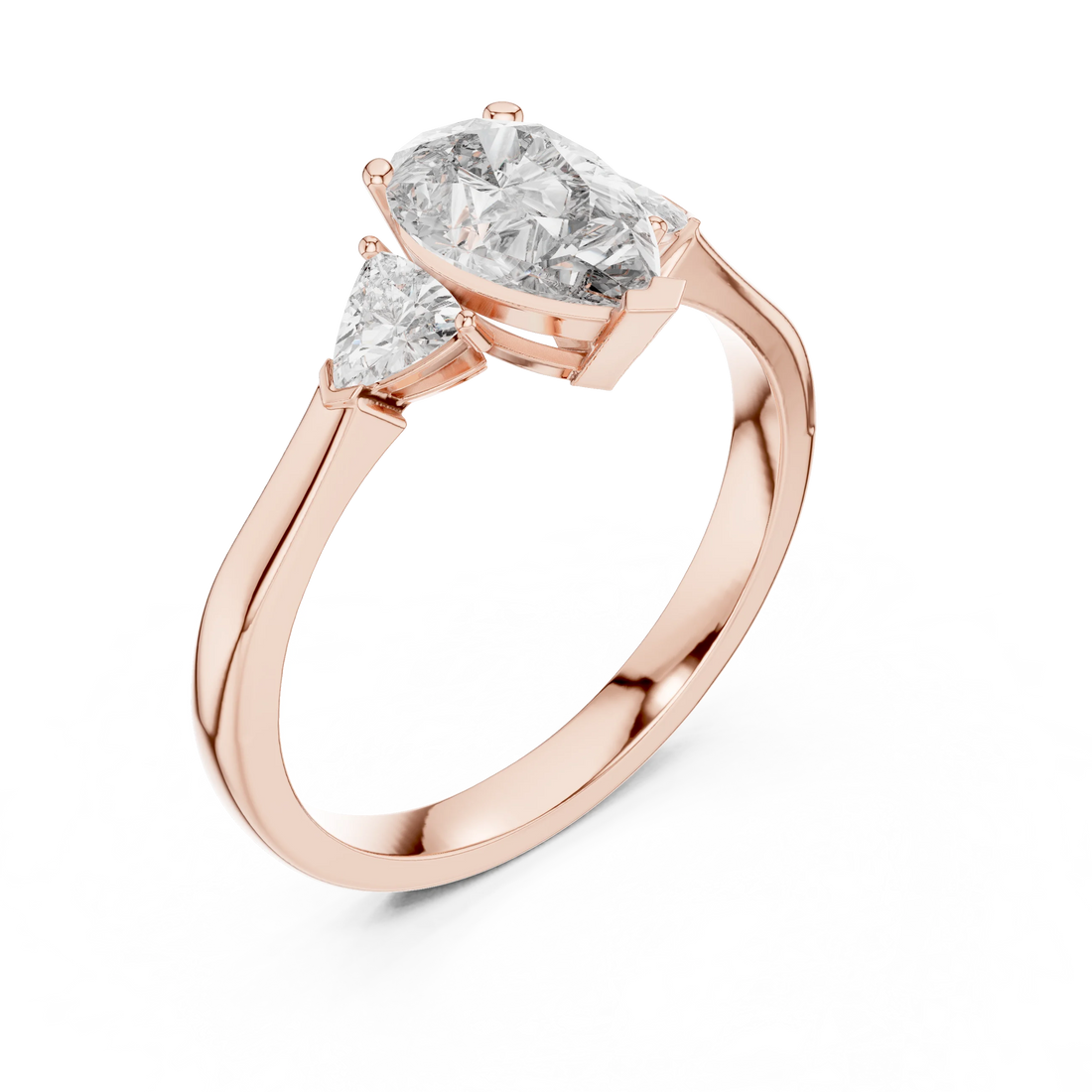 Pear Three Stone Diamond Engagement Ring