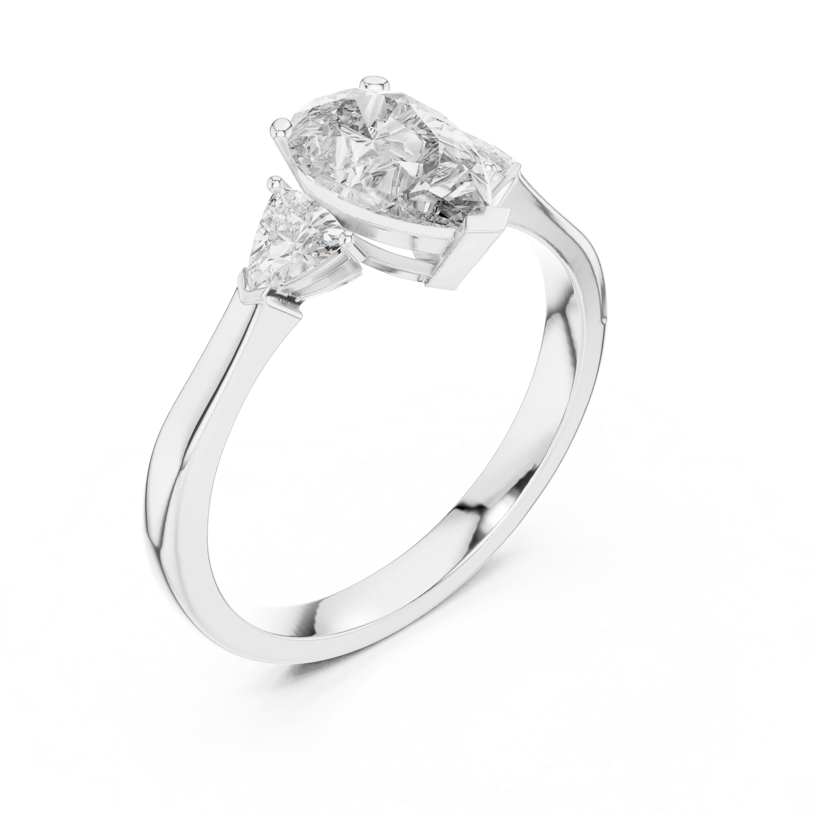 Pear Three Stone Diamond Engagement Ring
