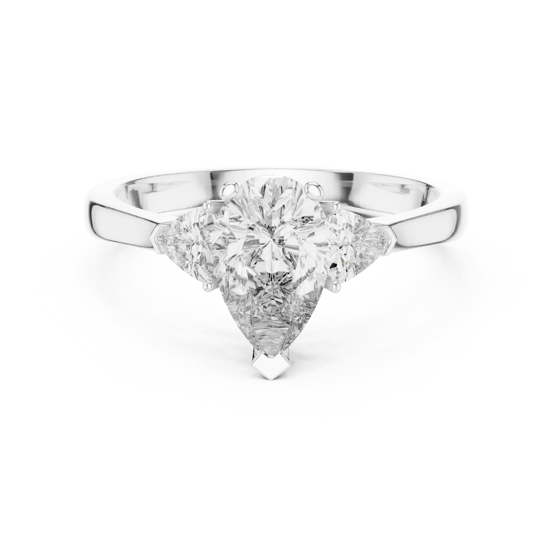 Pear Three Stone Diamond Engagement Ring