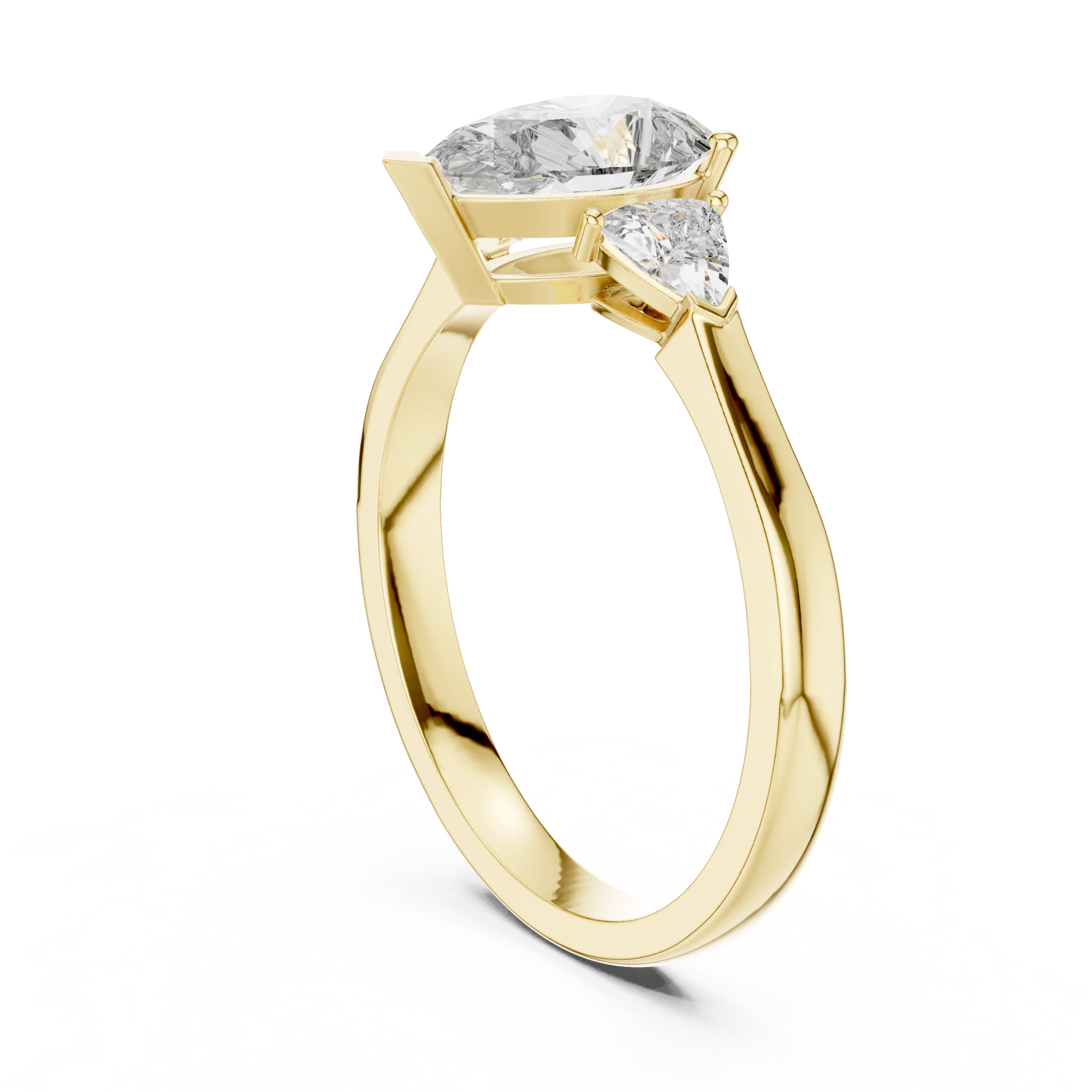 Pear Three Stone Diamond Engagement Ring