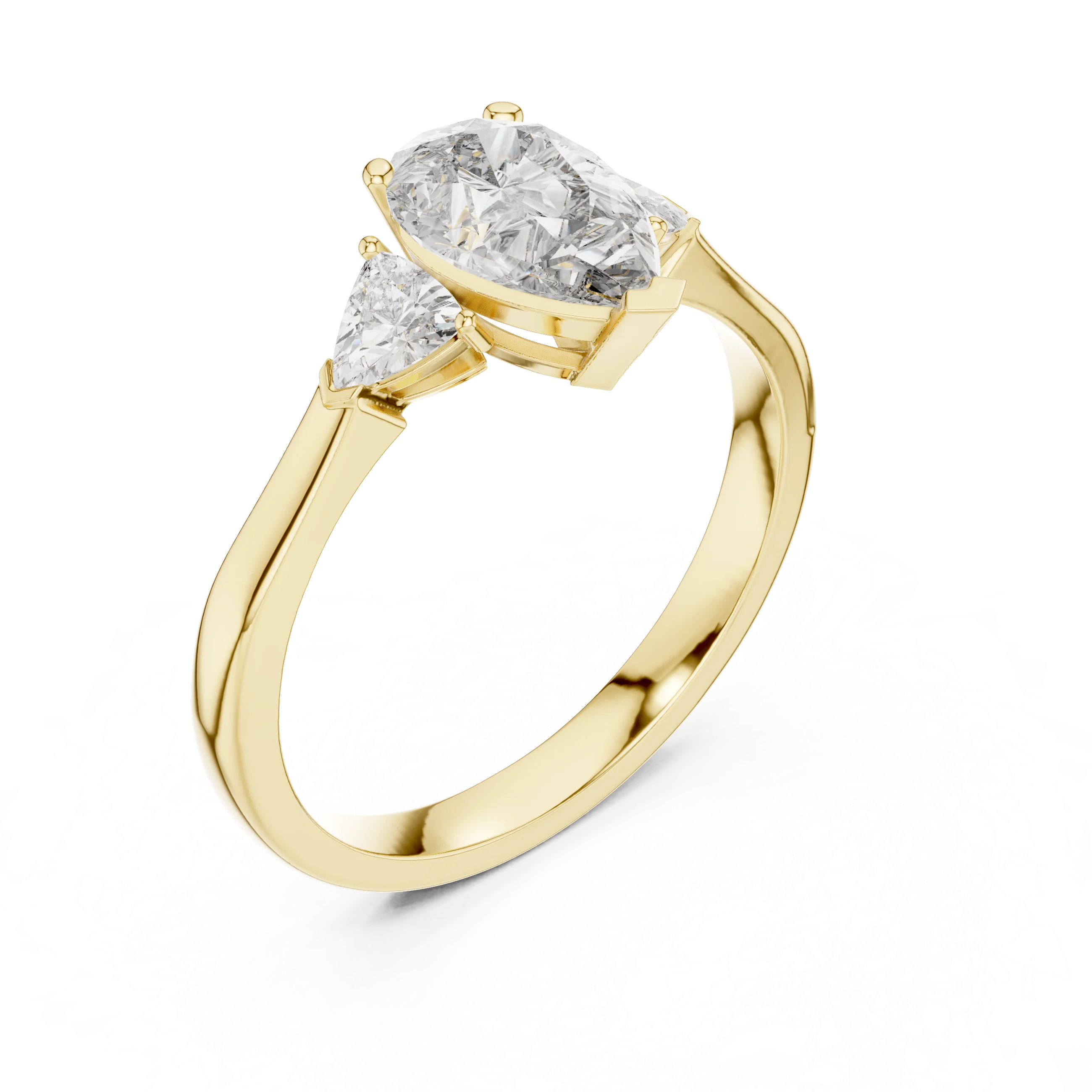 Pear Three Stone Diamond Engagement Ring