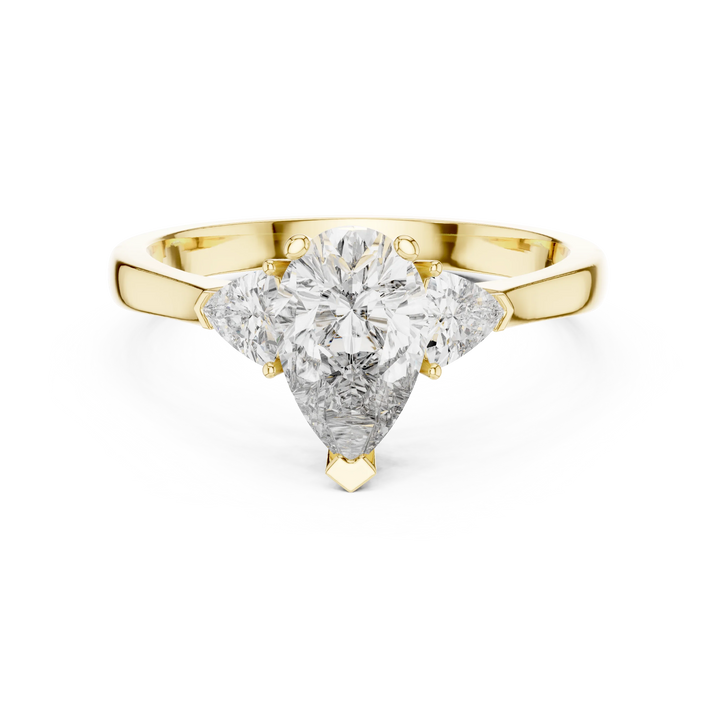Pear Three Stone Diamond Engagement Ring