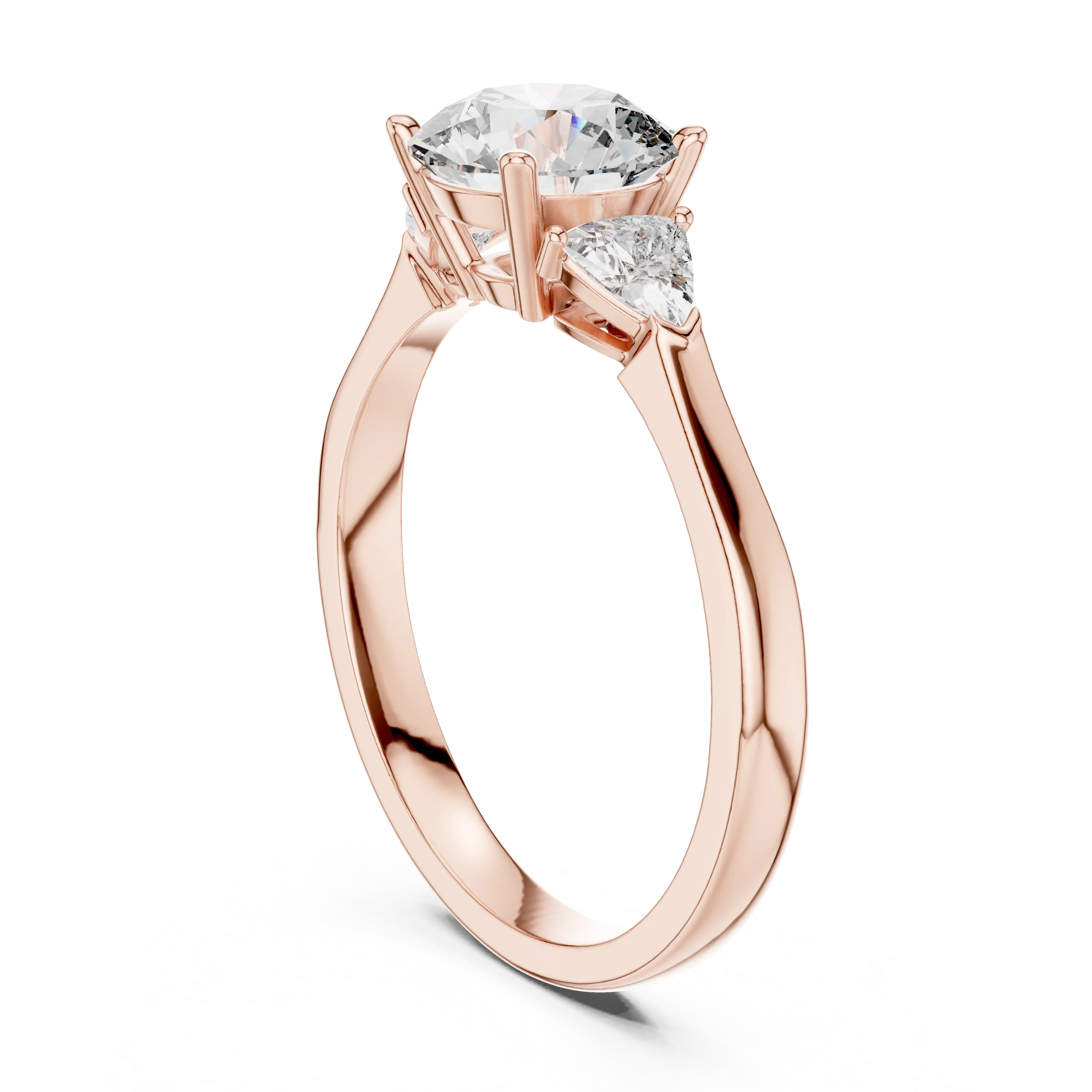 Round Three Stone Diamond Engagement Ring