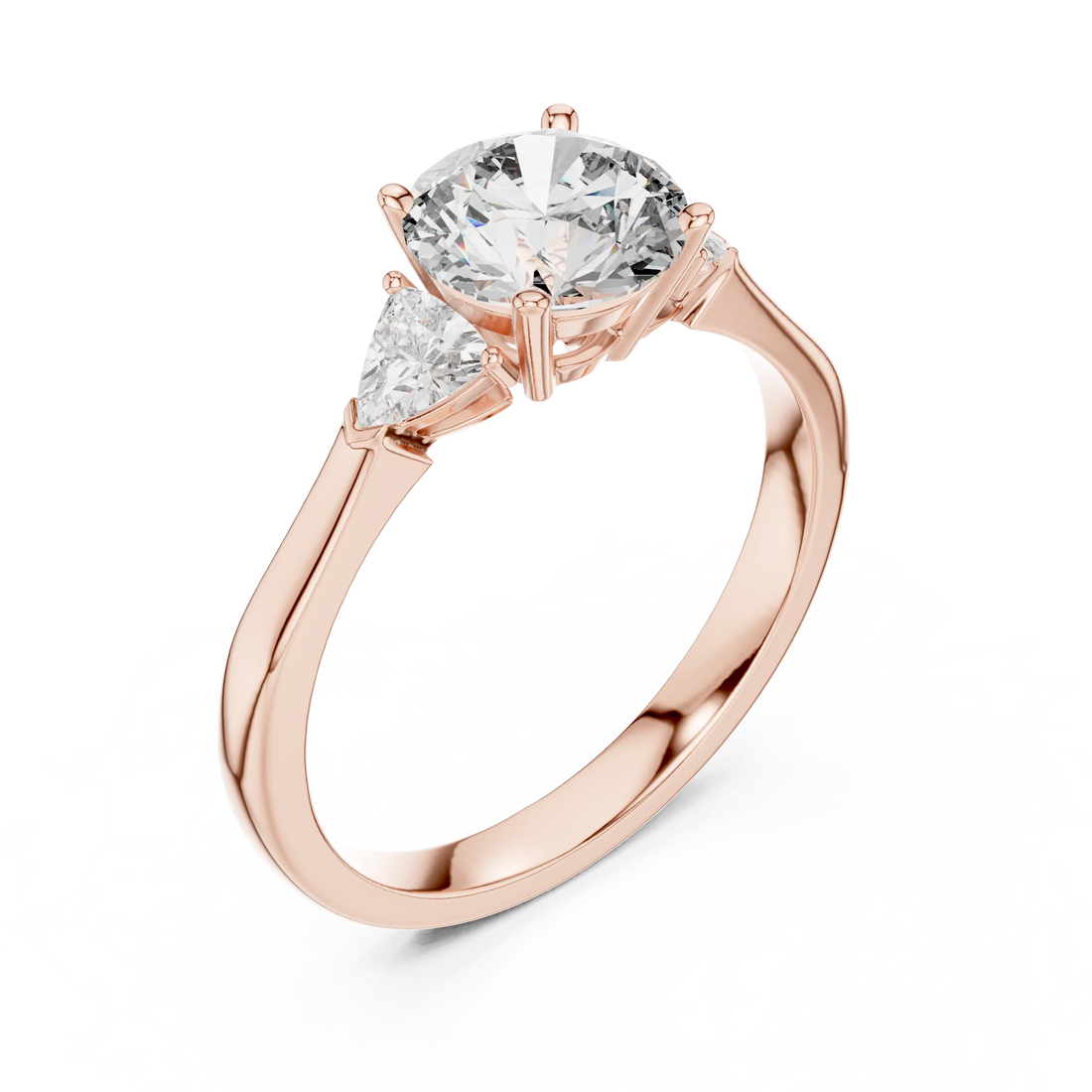 Round Three Stone Diamond Engagement Ring