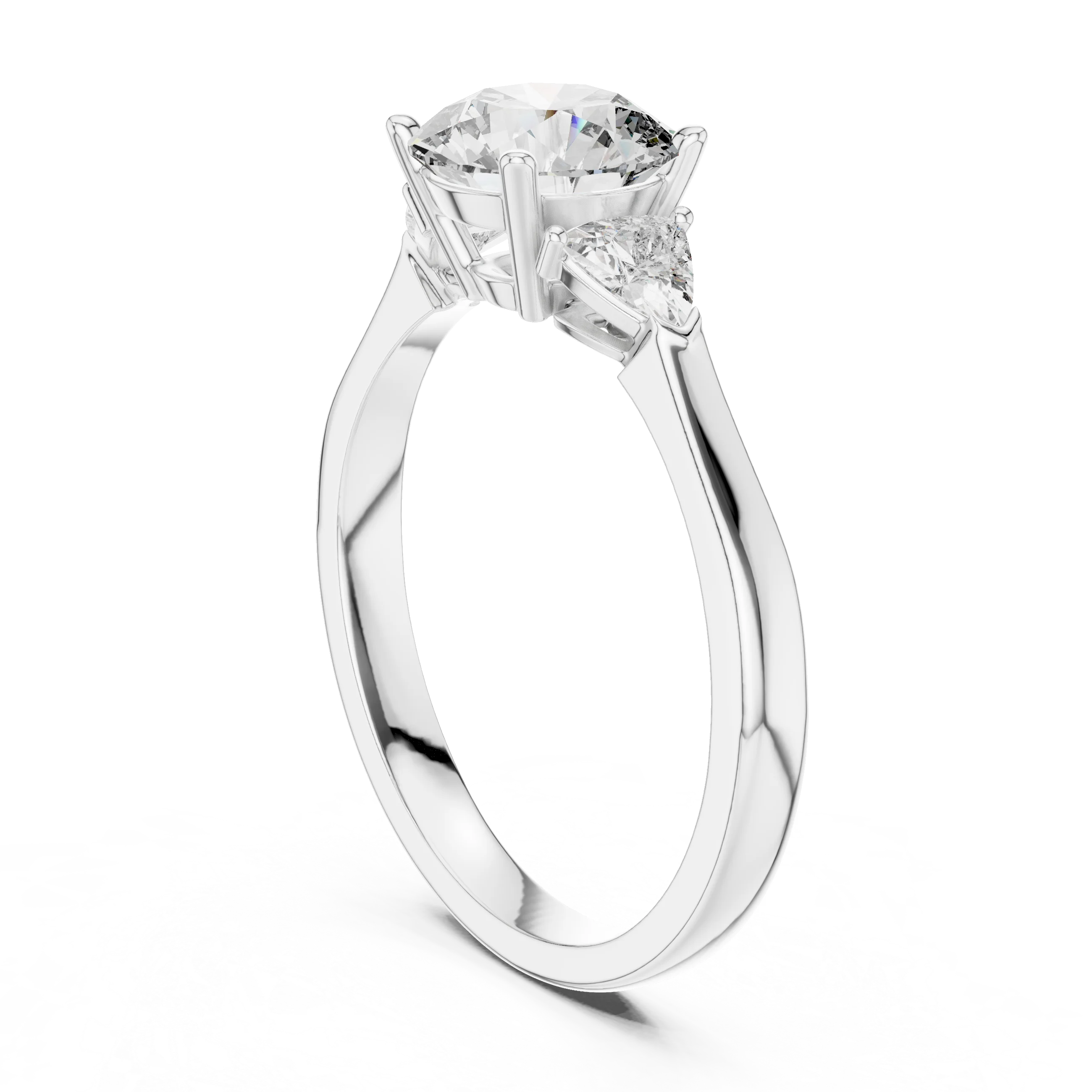 Round Three Stone Diamond Engagement Ring