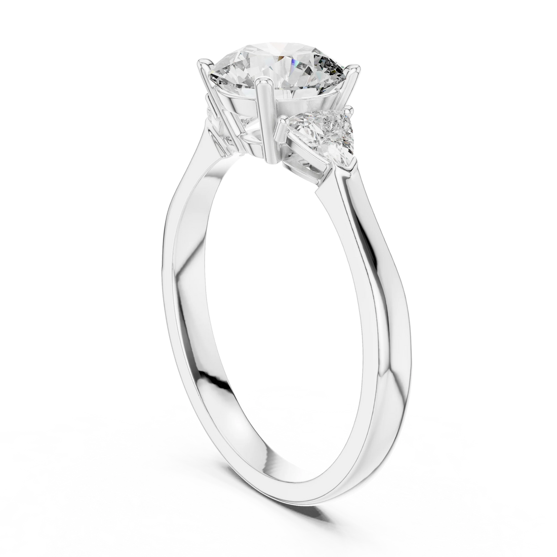 Round Three Stone Diamond Engagement Ring