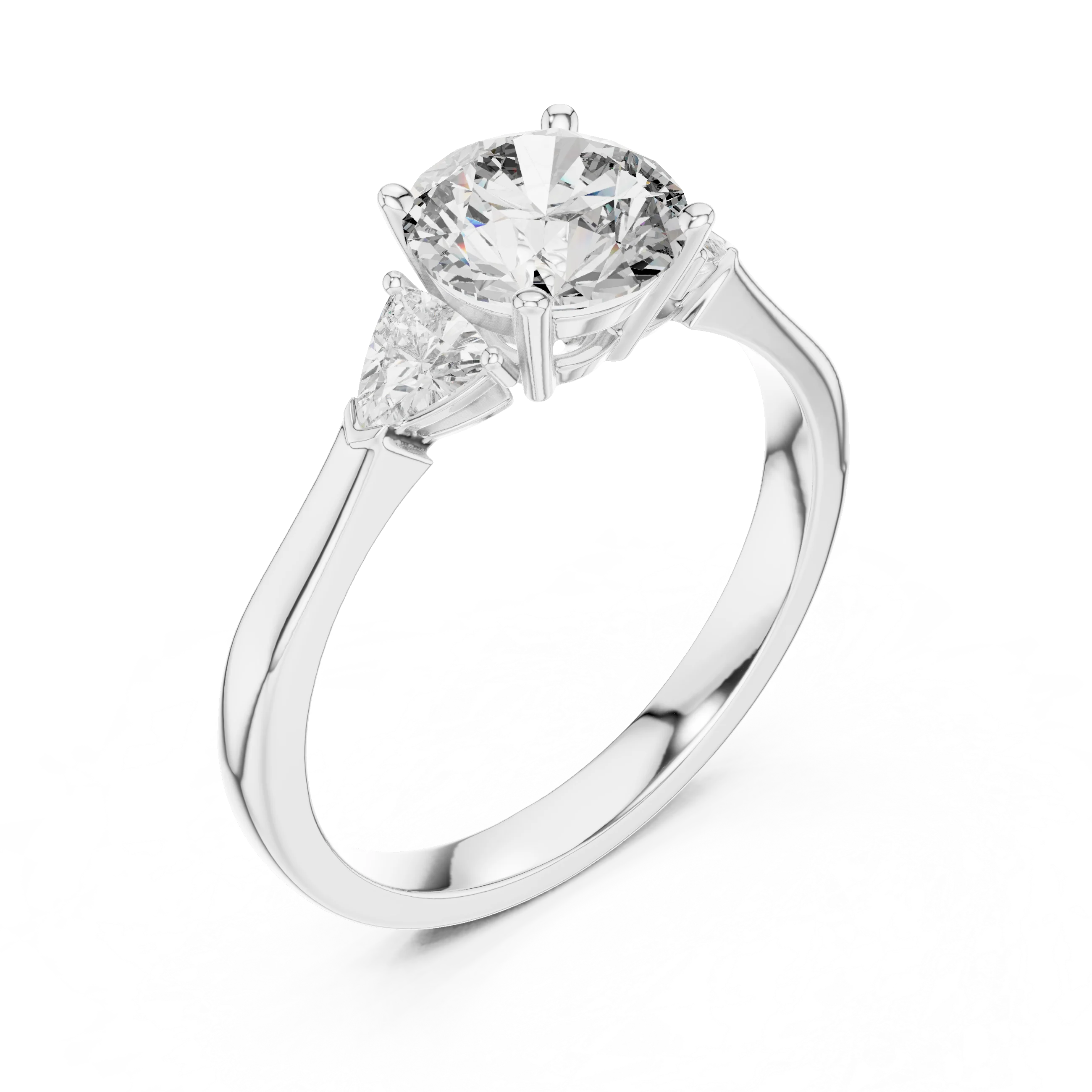 Round Three Stone Diamond Engagement Ring