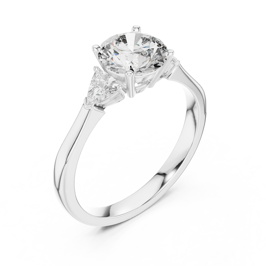 Round Three Stone Diamond Engagement Ring